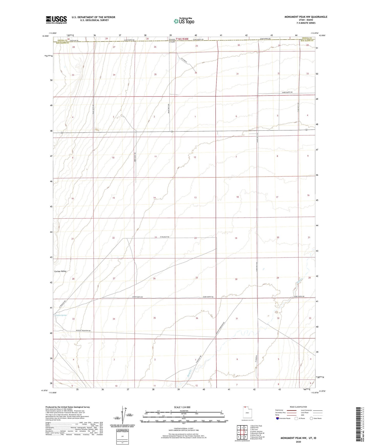 Monument Peak NW Utah US Topo Map Image
