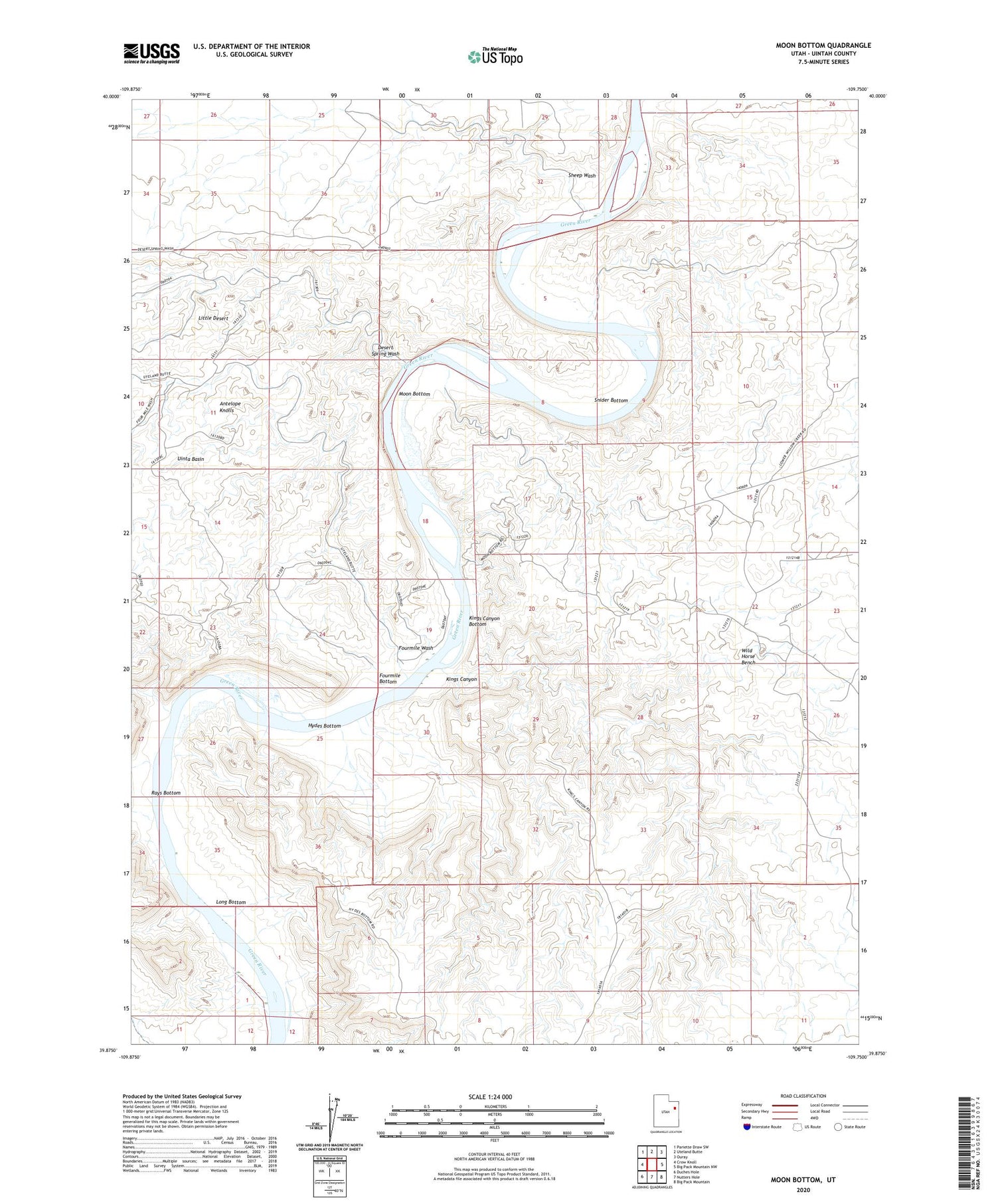 Moon Bottom Utah US Topo Map Image