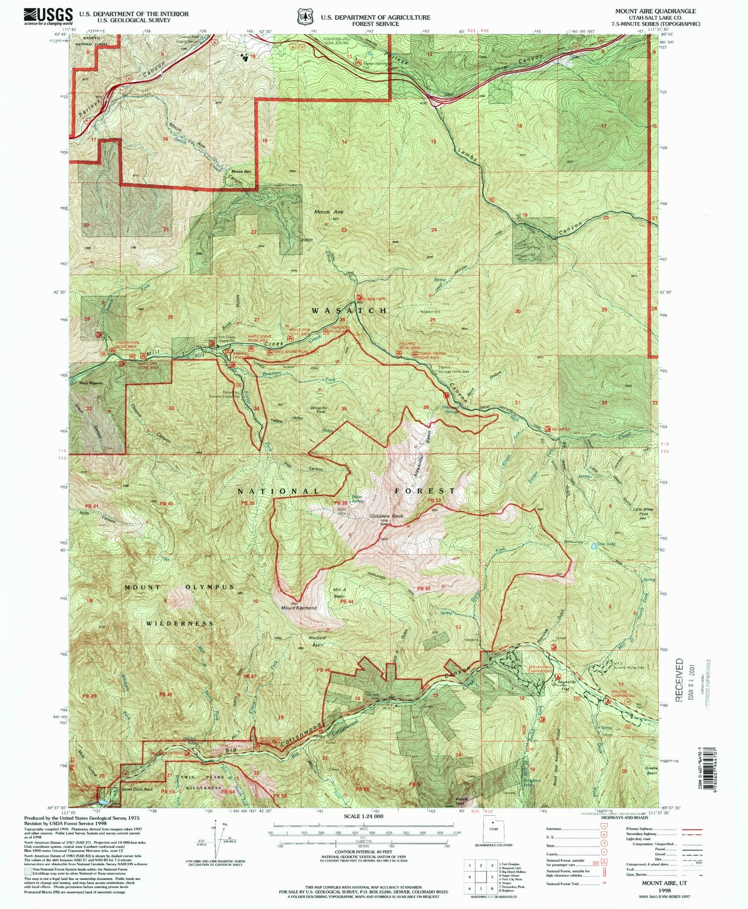 USGS Classic Mount Aire Utah 7.5'x7.5' Topo Map Image