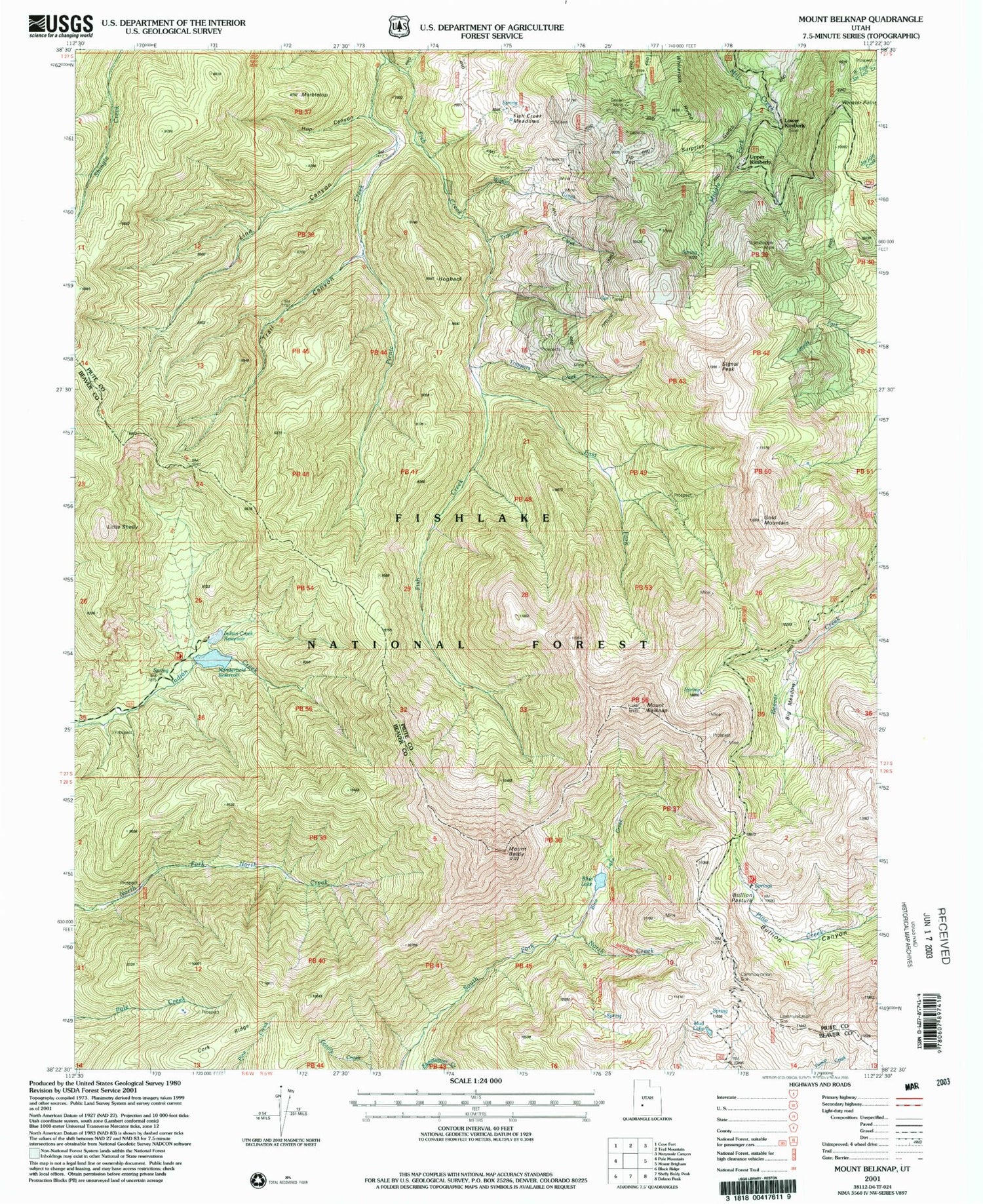 Classic USGS Mount Belknap Utah 7.5'x7.5' Topo Map Image
