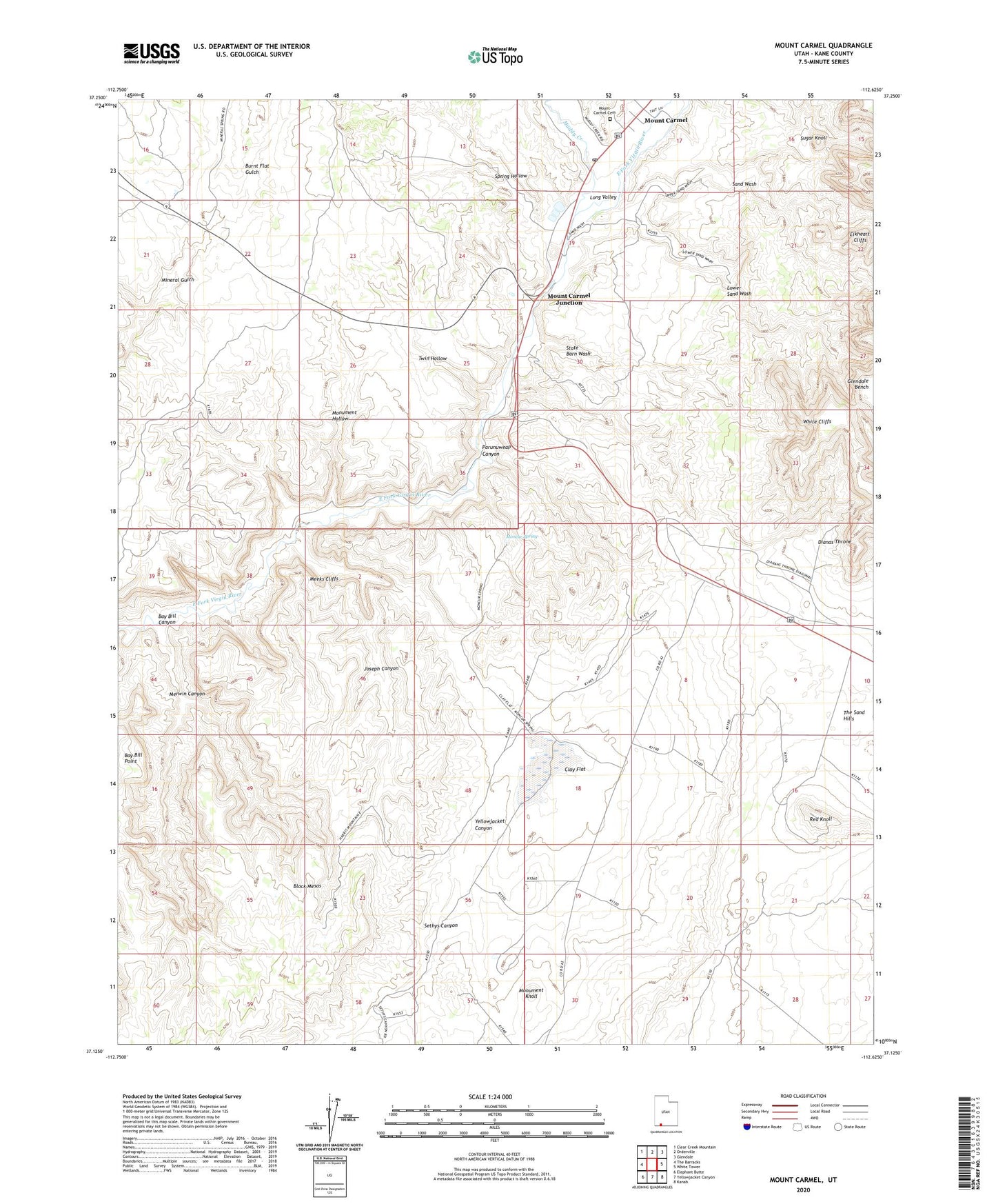 Mount Carmel Utah US Topo Map Image