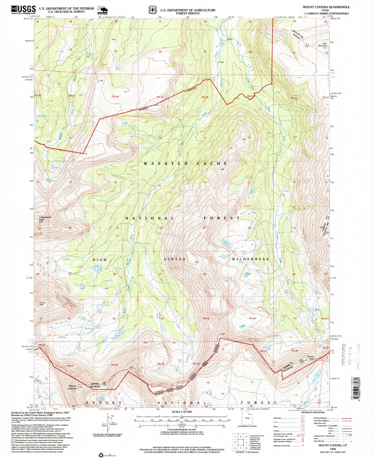 Classic USGS Mount Lovenia Utah 7.5'x7.5' Topo Map Image