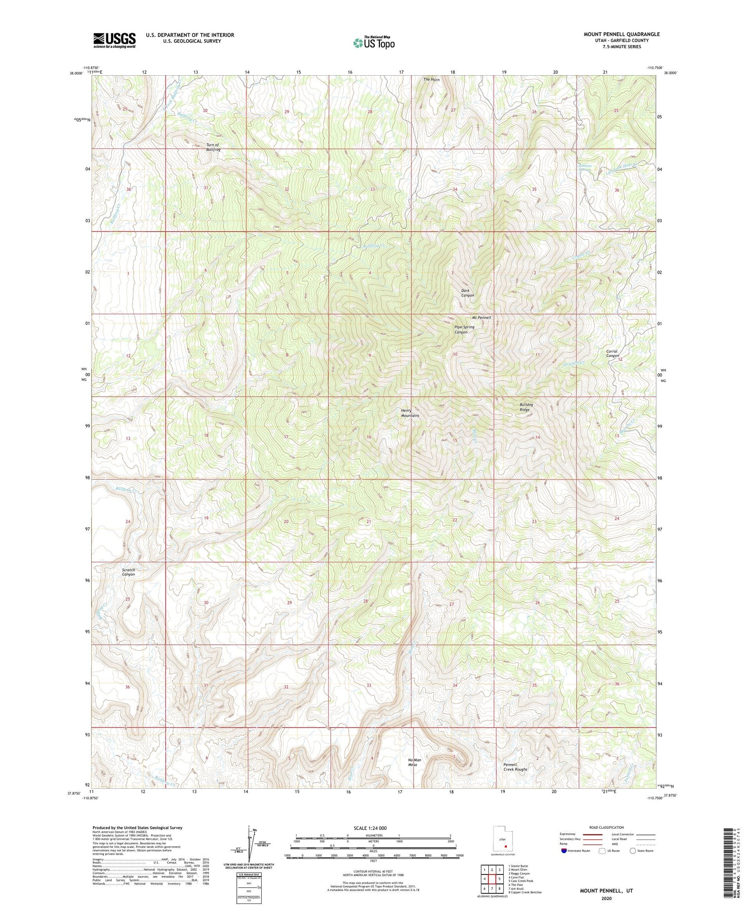 Mount Pennell Utah US Topo Map Image