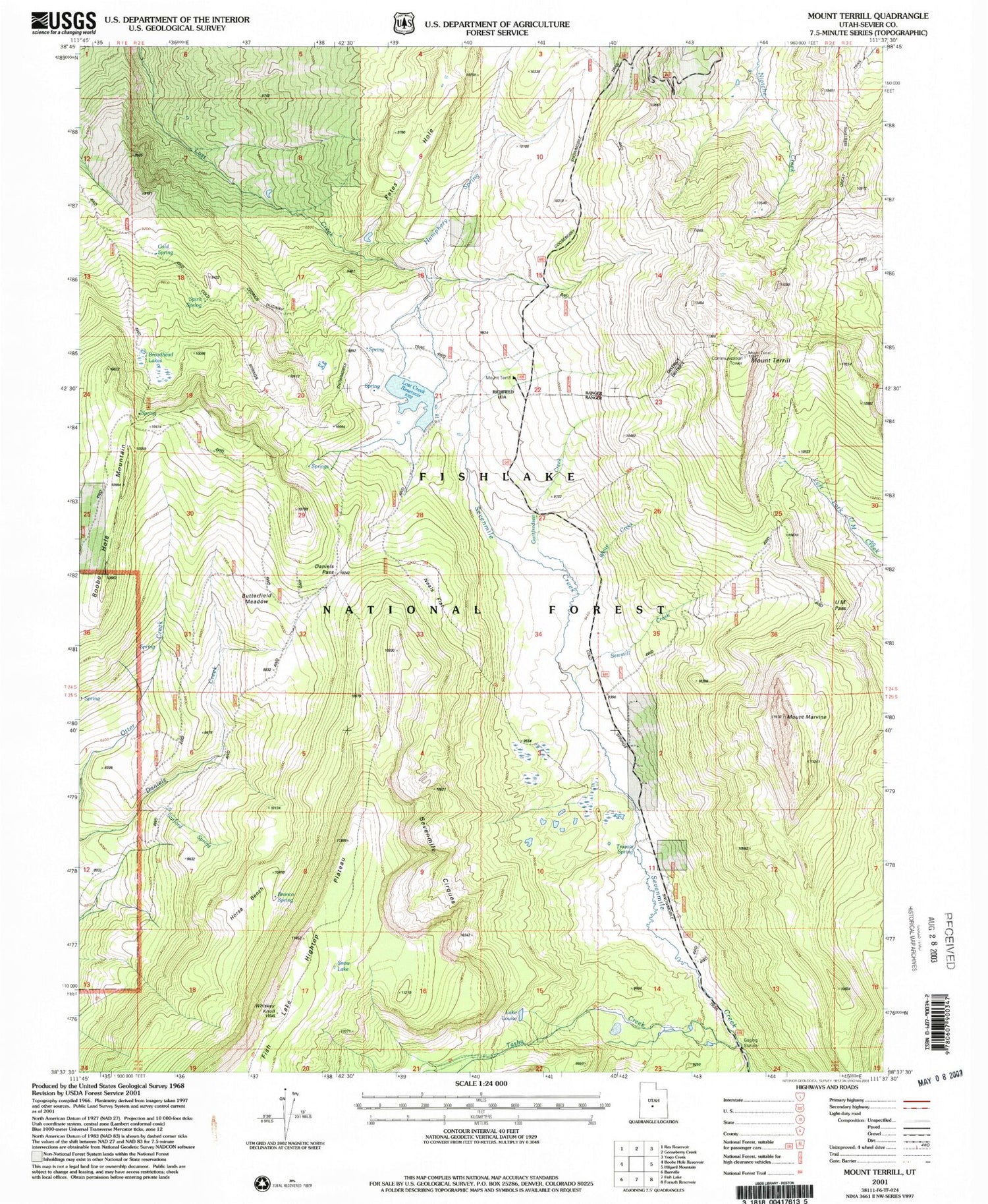 Classic USGS Mount Terrill Utah 7.5'x7.5' Topo Map Image