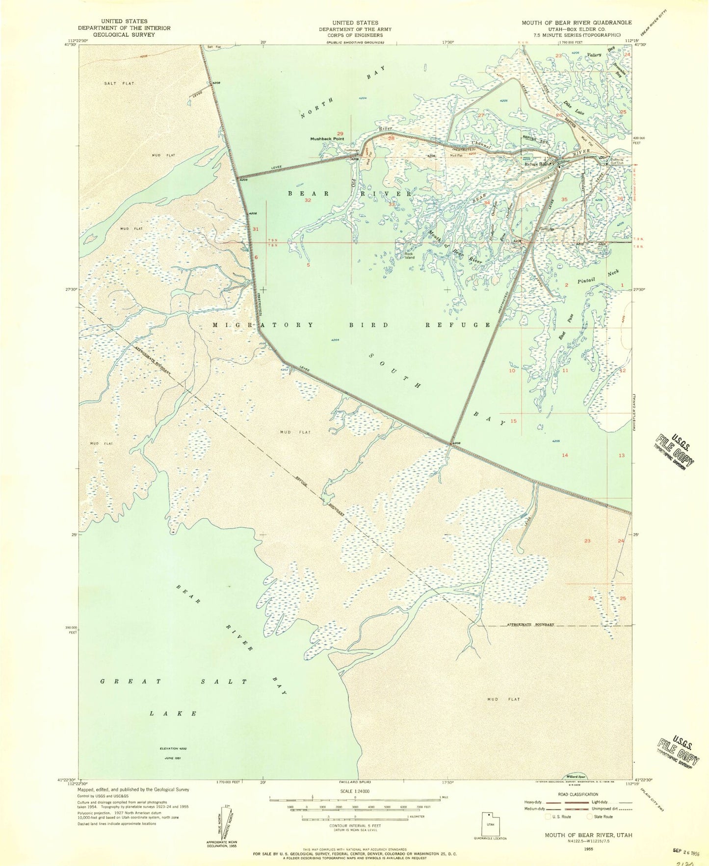 Classic USGS Mouth of Bear River Utah 7.5'x7.5' Topo Map Image