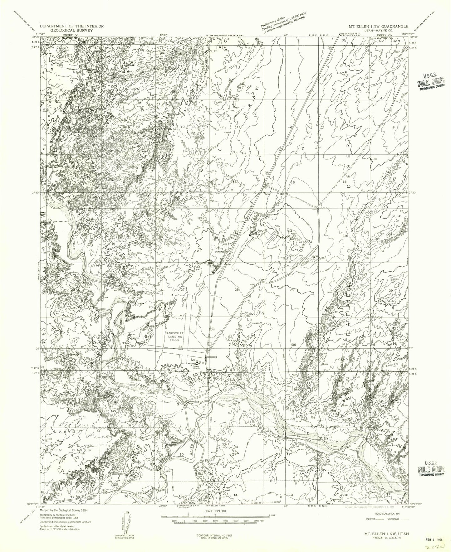 Classic USGS The Notch Utah 7.5'x7.5' Topo Map Image
