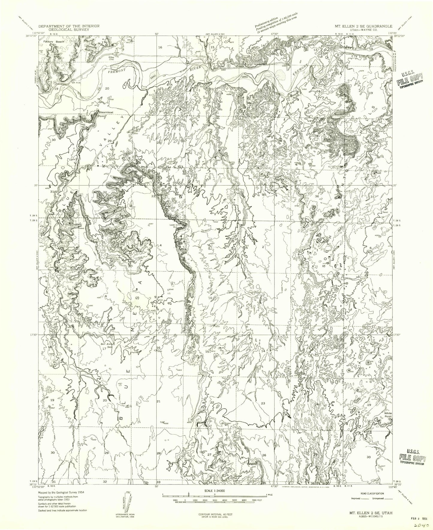 Classic USGS Steamboat Point Utah 7.5'x7.5' Topo Map Image