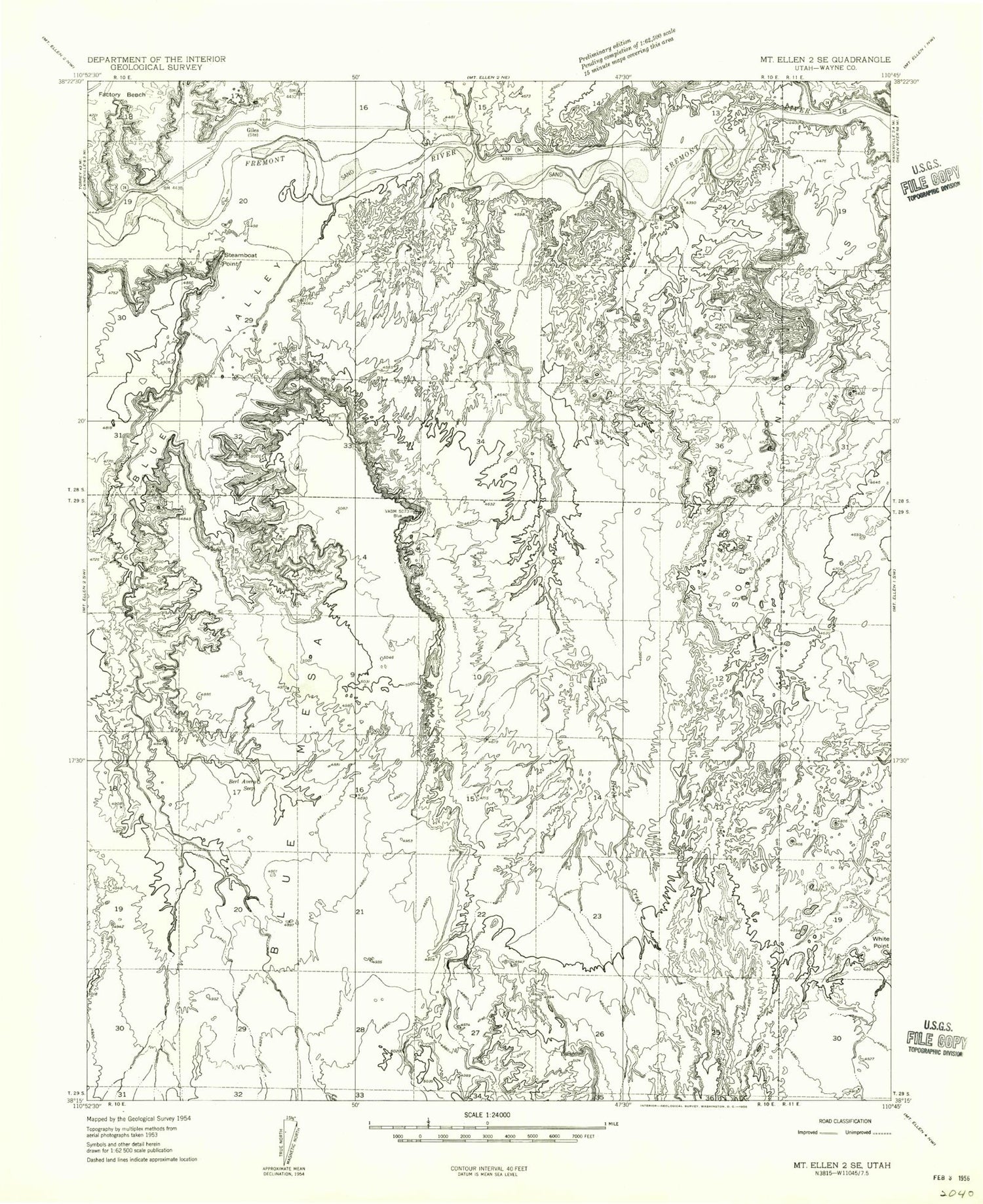 Classic USGS Steamboat Point Utah 7.5'x7.5' Topo Map Image