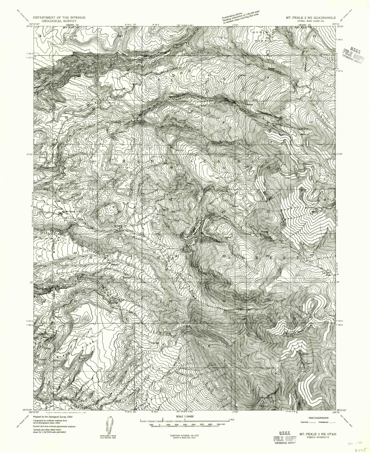Classic USGS Mount Tukuhnikivatz Utah 7.5'x7.5' Topo Map Image