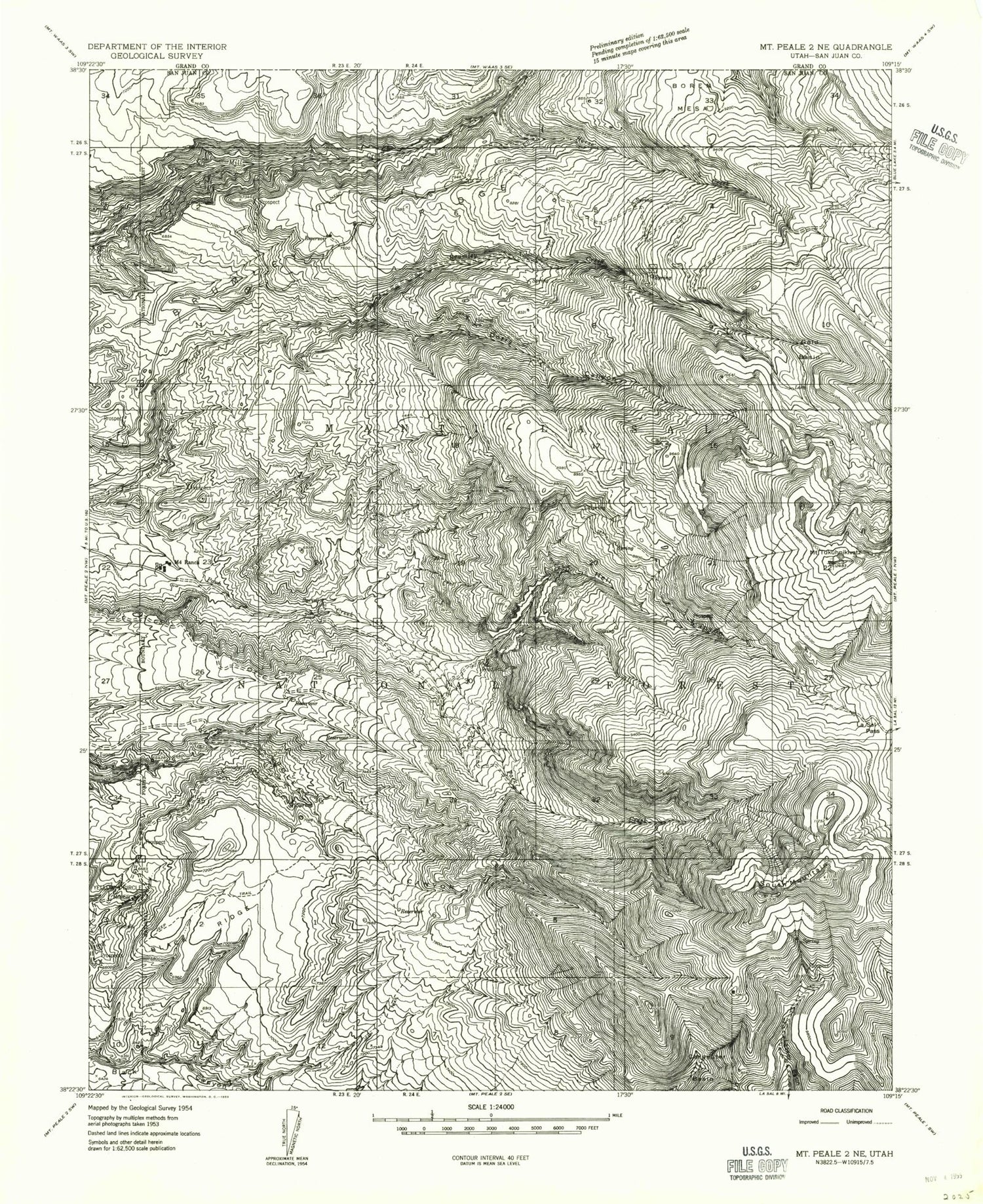 Classic USGS Mount Tukuhnikivatz Utah 7.5'x7.5' Topo Map Image