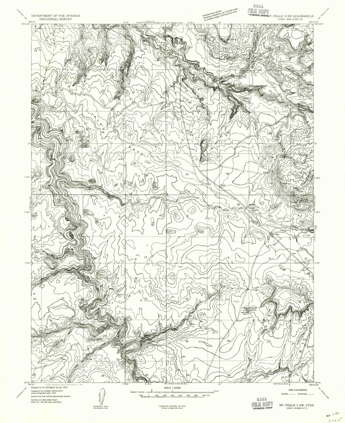 Classic USGS La Sal Junction Utah 7.5'x7.5' Topo Map Image
