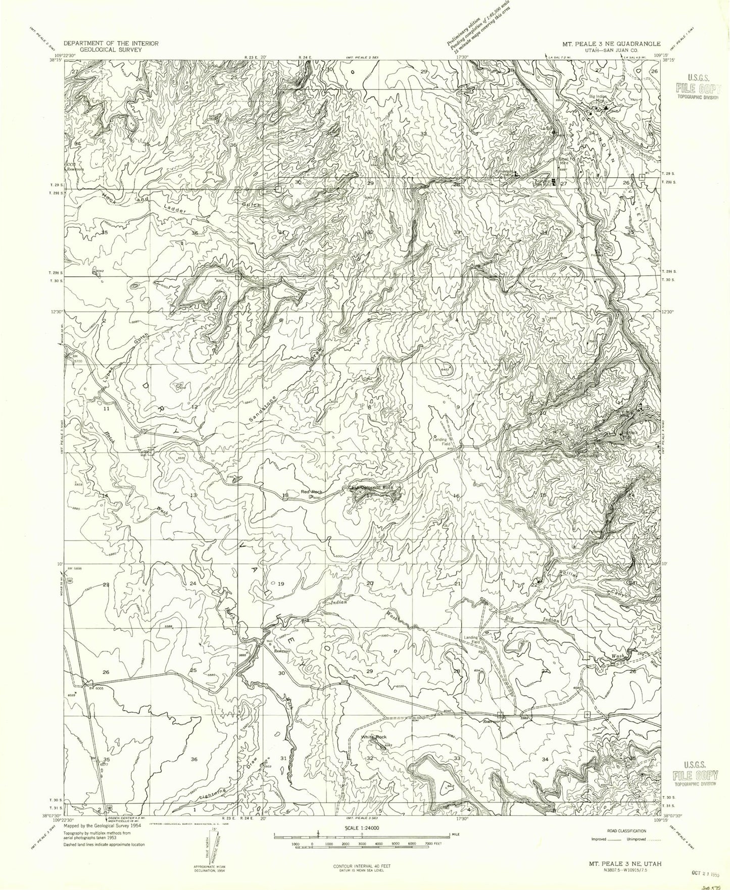 Classic USGS Sandstone Draw Utah 7.5'x7.5' Topo Map Image