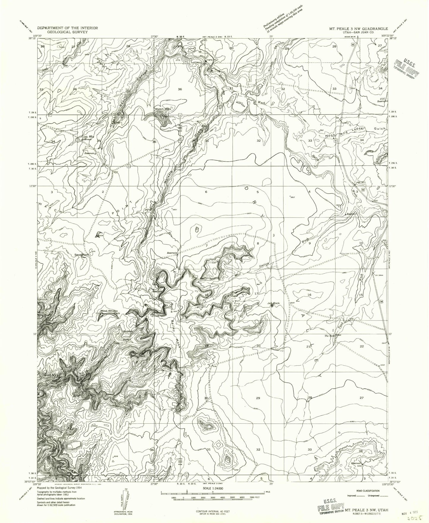 Classic USGS Hatch Rock Utah 7.5'x7.5' Topo Map Image