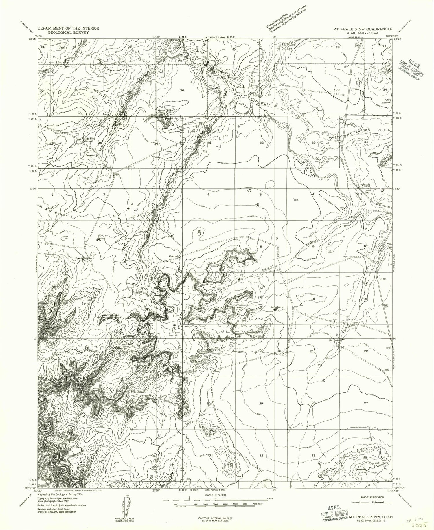 Classic USGS Hatch Rock Utah 7.5'x7.5' Topo Map Image