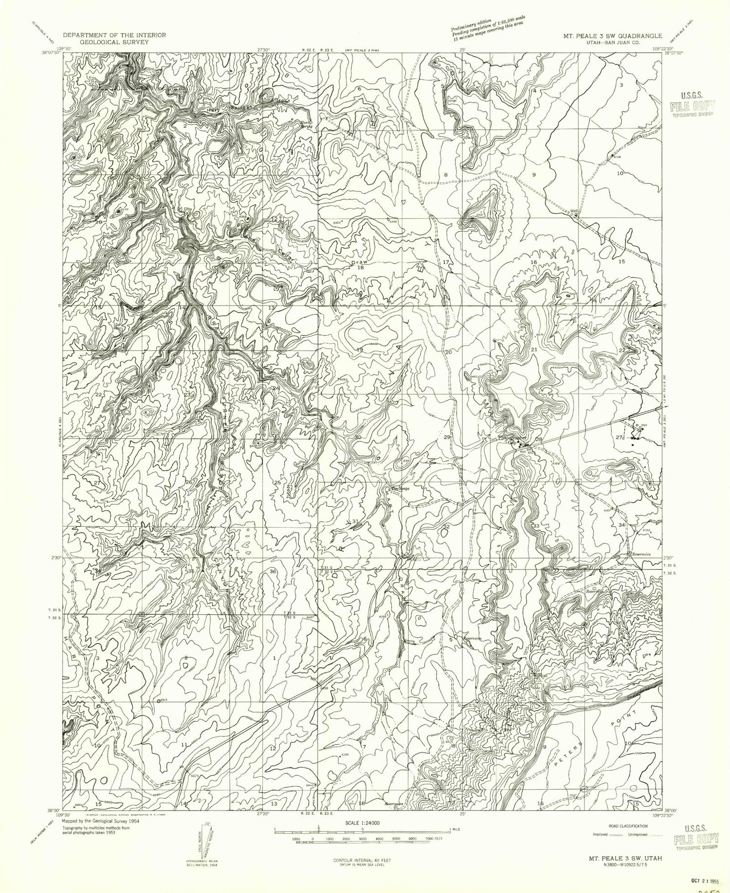 Classic USGS Photograph Gap Utah 7.5'x7.5' Topo Map Image