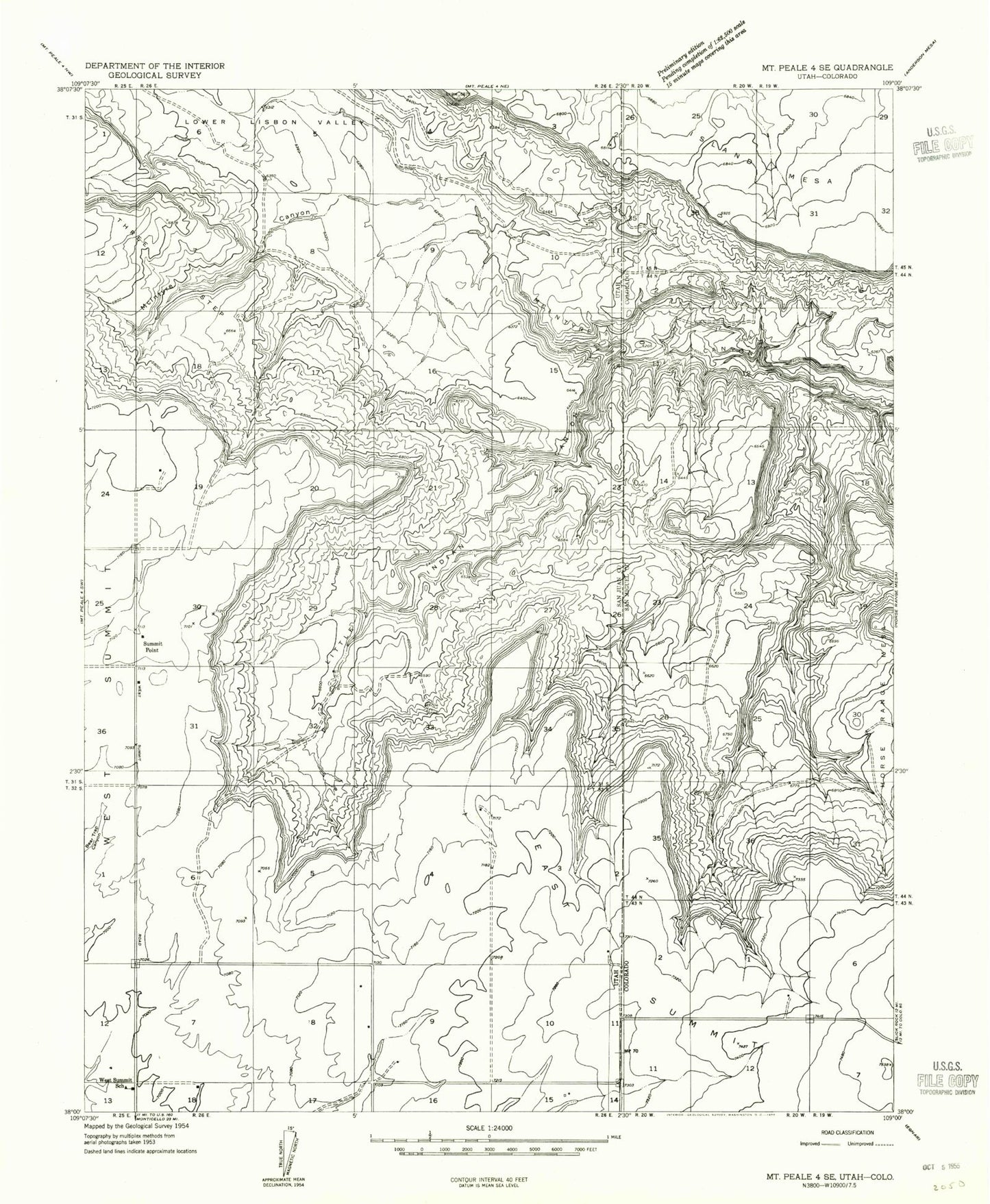 Classic USGS Summit Point Utah 7.5'x7.5' Topo Map Image