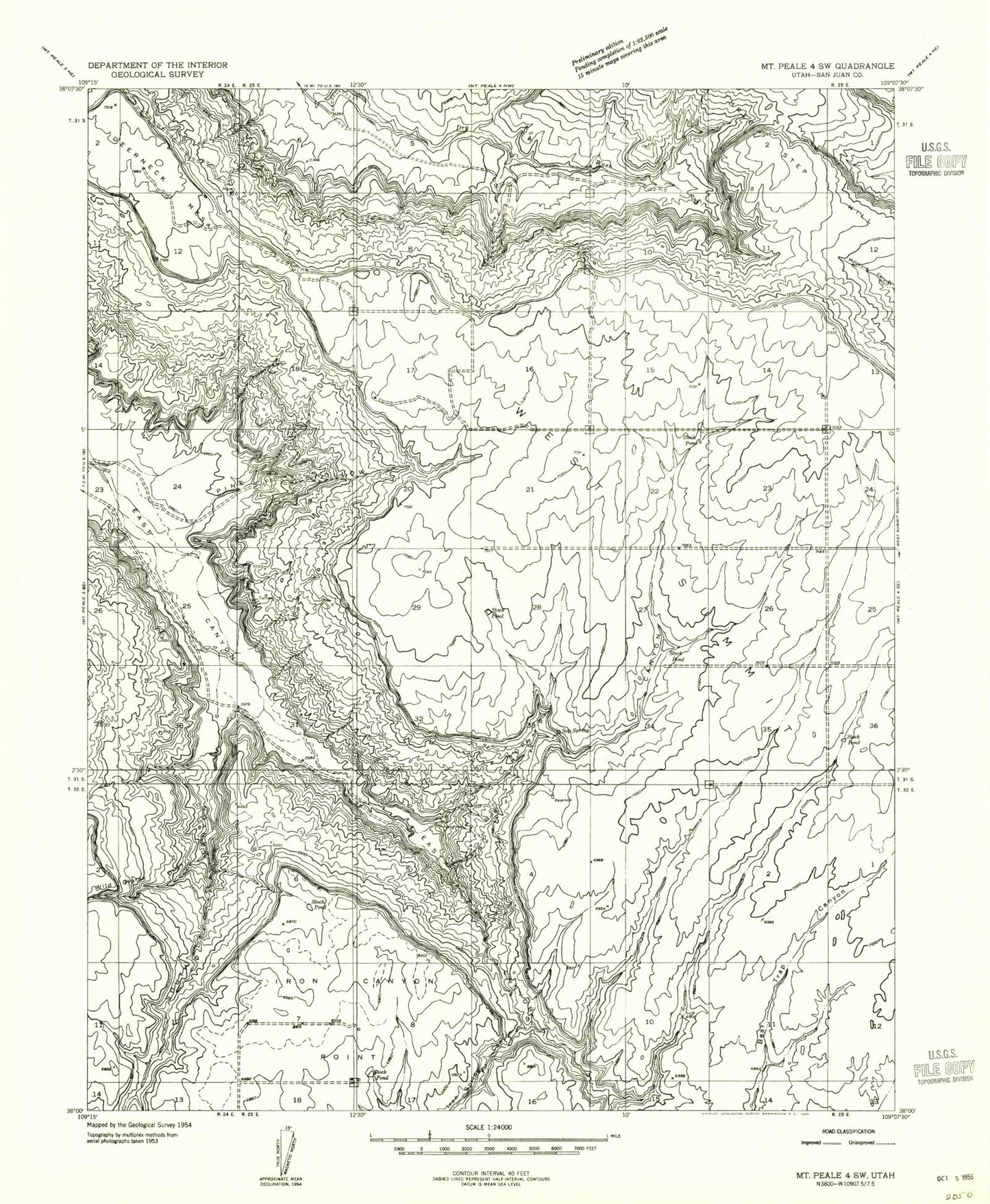 Classic USGS Sop Canyon Utah 7.5'x7.5' Topo Map Image