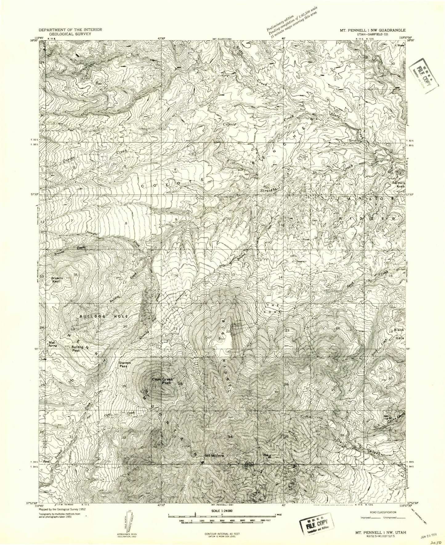Classic USGS Cass Creek Peak Utah 7.5'x7.5' Topo Map Image
