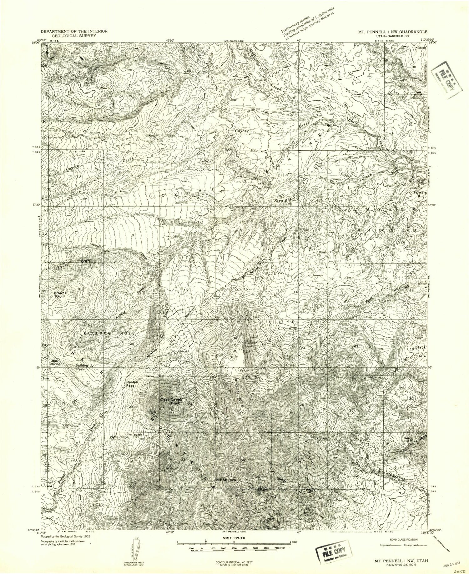 Classic USGS Cass Creek Peak Utah 7.5'x7.5' Topo Map Image