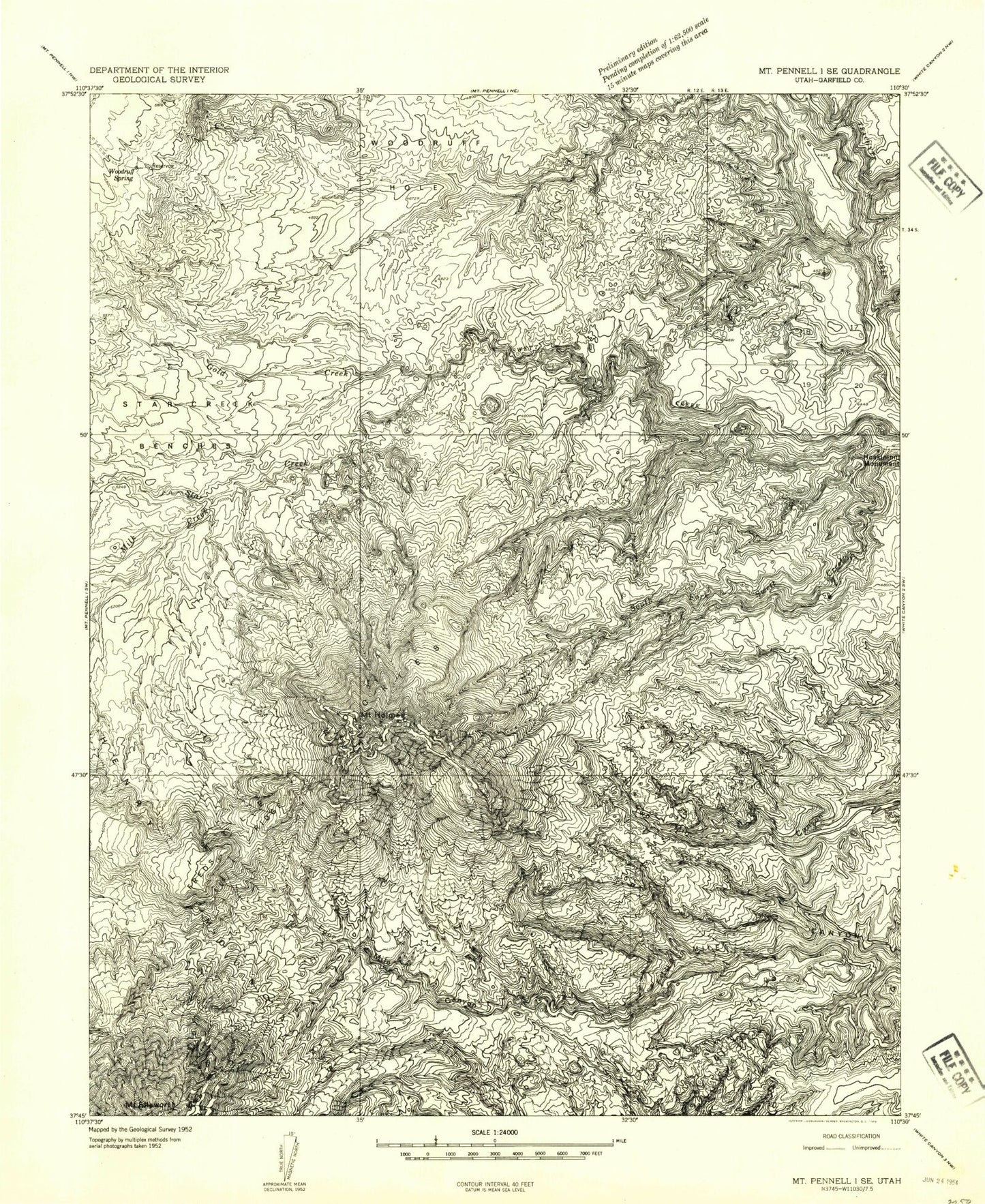 Classic USGS Mount Holmes Utah 7.5'x7.5' Topo Map Image