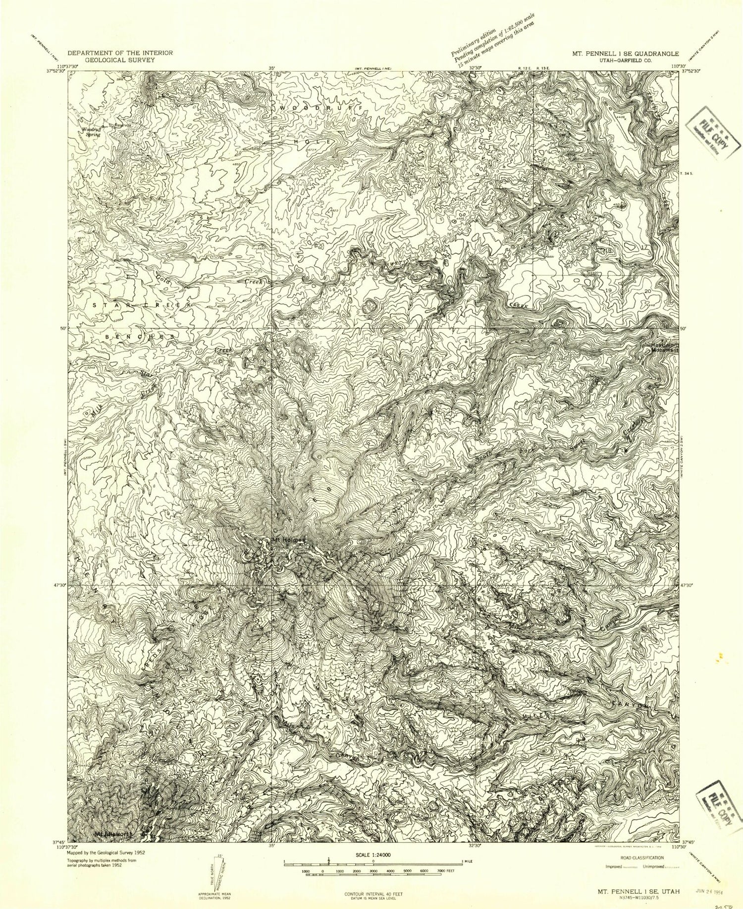 Classic USGS Mount Holmes Utah 7.5'x7.5' Topo Map Image