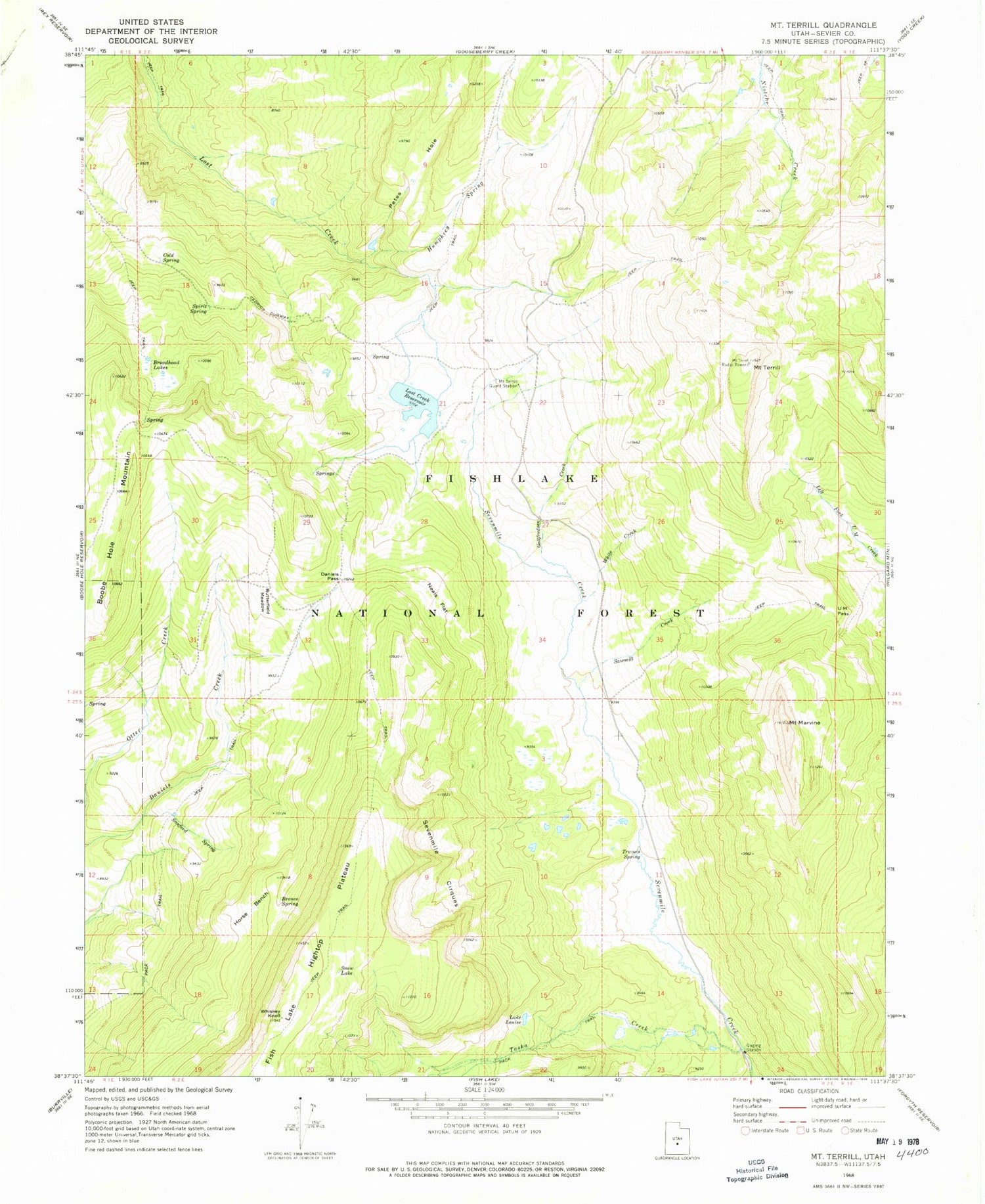 Classic USGS Mount Terrill Utah 7.5'x7.5' Topo Map Image