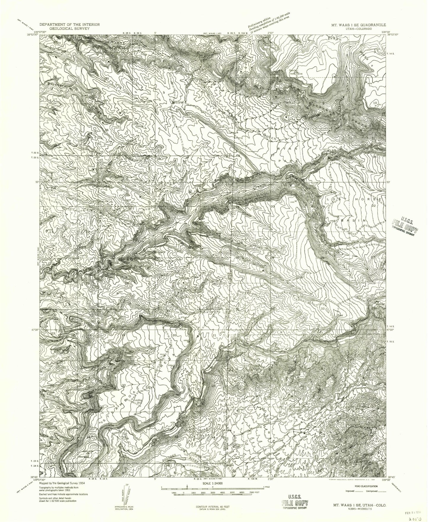 Classic USGS Steamboat Mesa Utah 7.5'x7.5' Topo Map Image