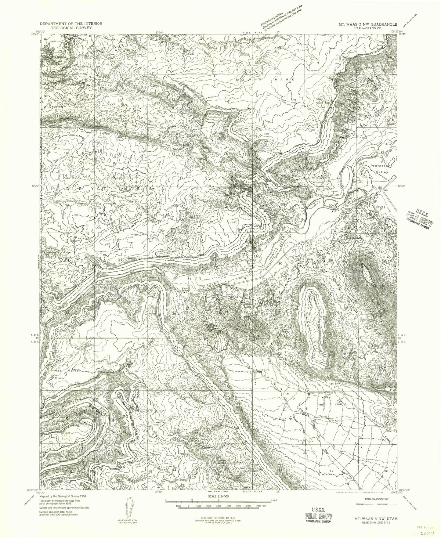 Classic USGS Big Bend Utah 7.5'x7.5' Topo Map Image