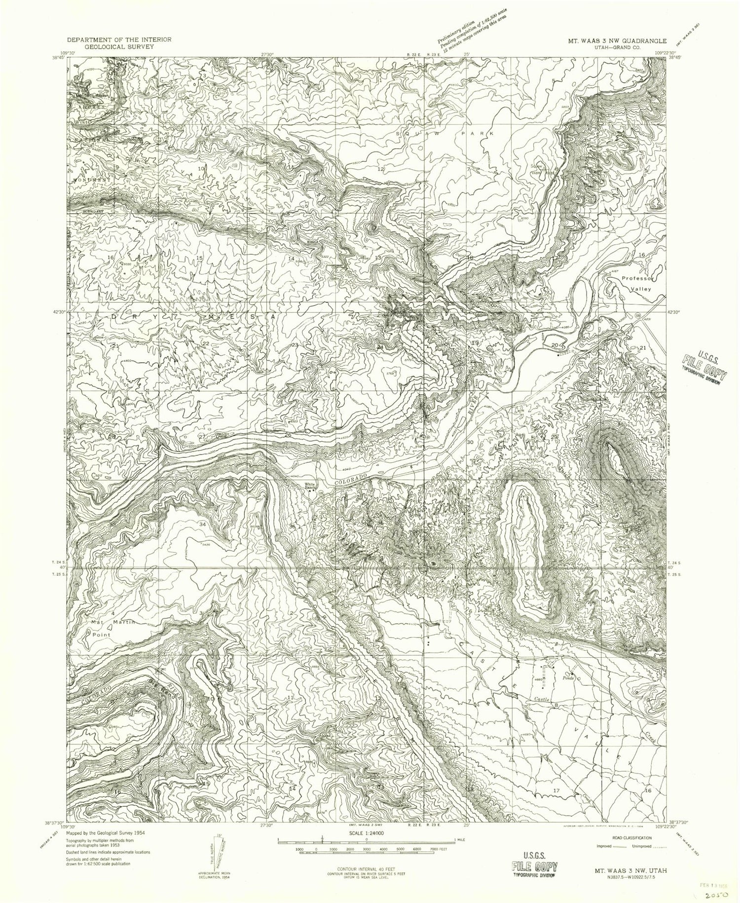 Classic USGS Big Bend Utah 7.5'x7.5' Topo Map Image