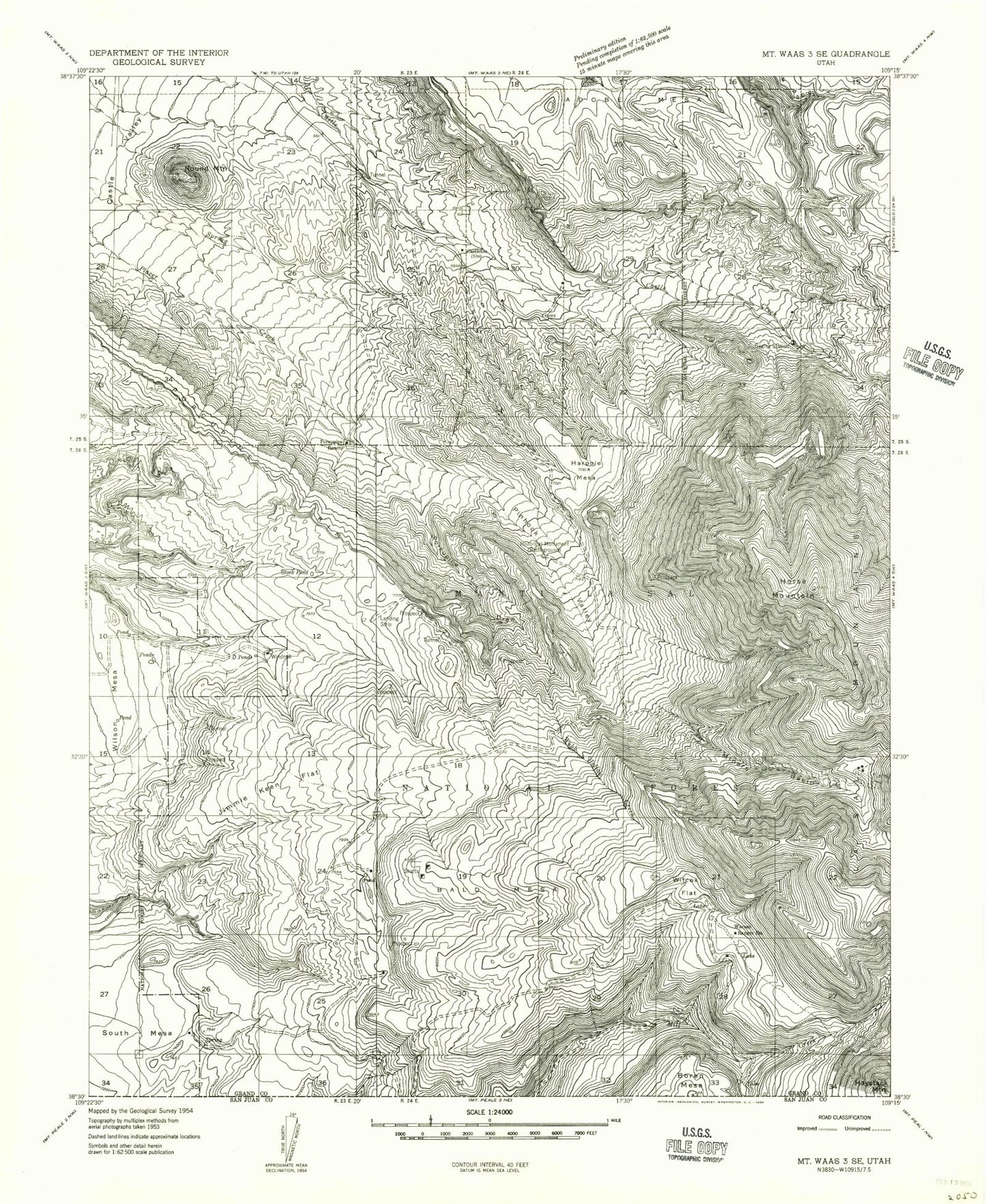 Classic USGS Warner Lake Utah 7.5'x7.5' Topo Map Image