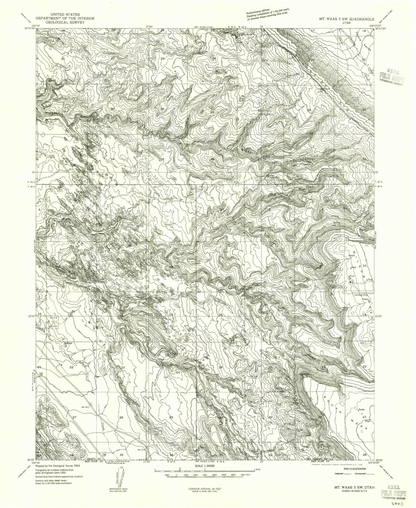 Classic USGS Rill Creek Utah 7.5'x7.5' Topo Map Image