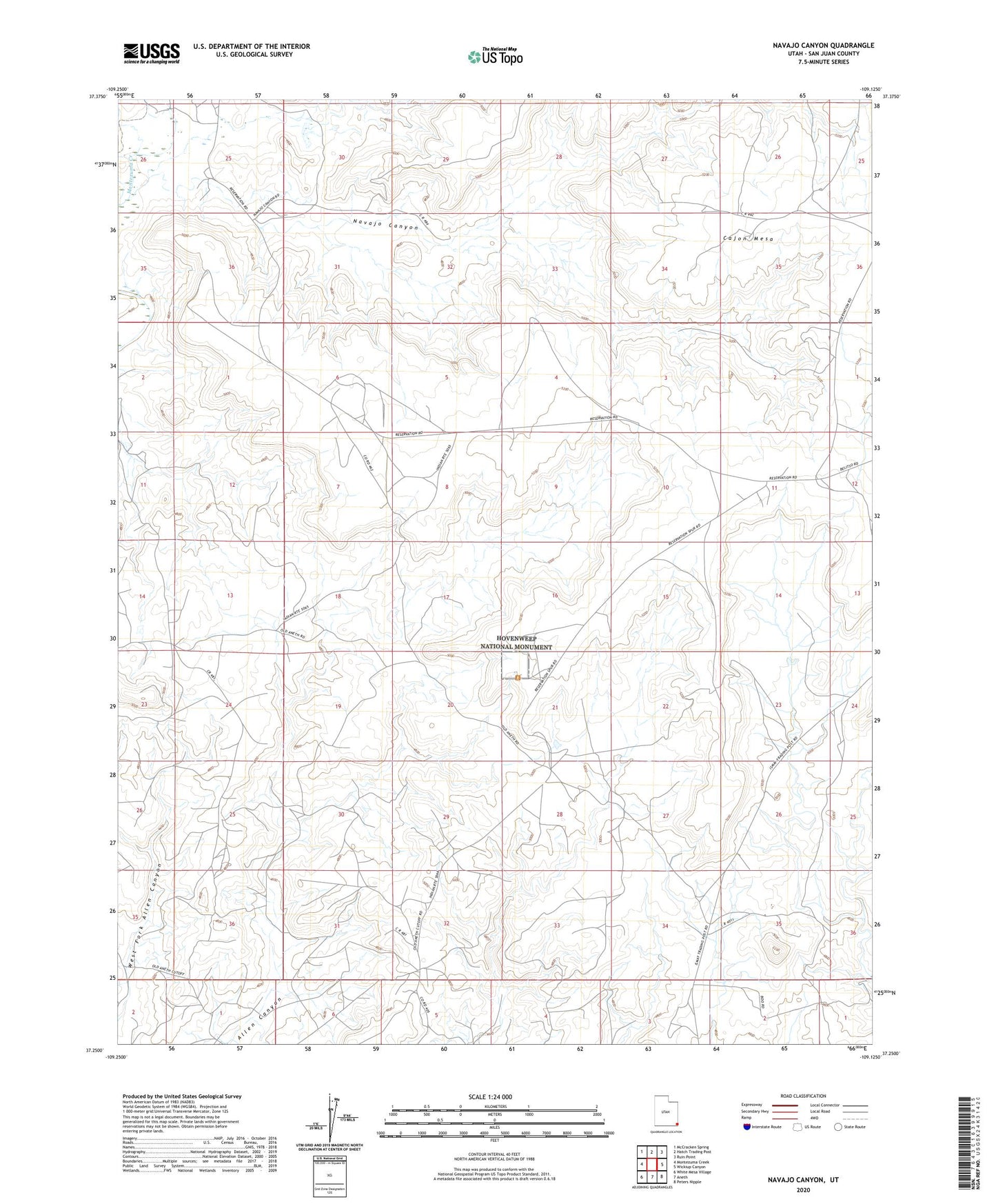 Navajo Canyon Utah US Topo Map Image