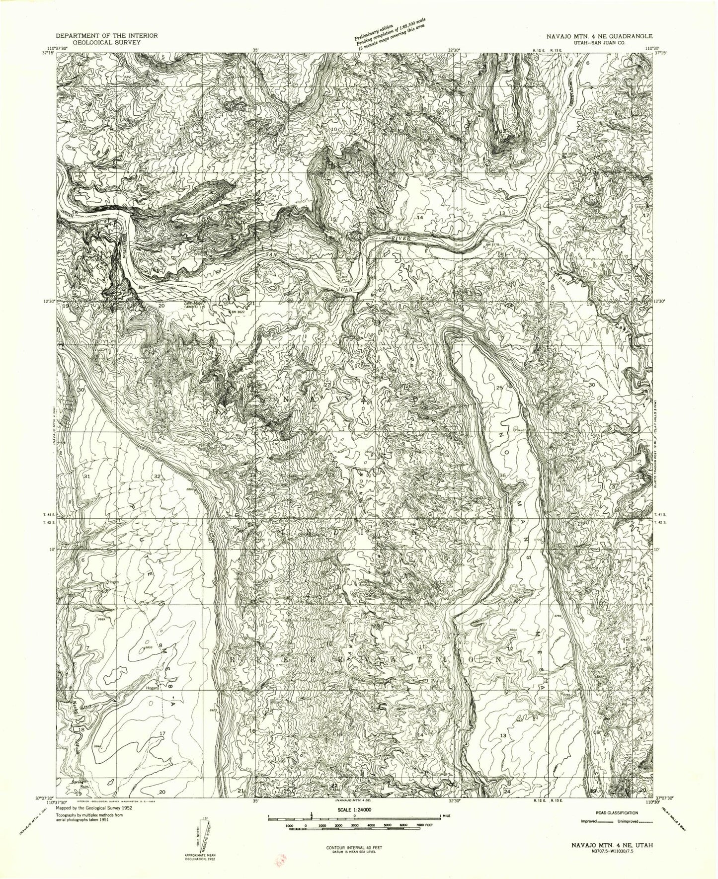 Classic USGS No Mans Mesa North Utah 7.5'x7.5' Topo Map Image