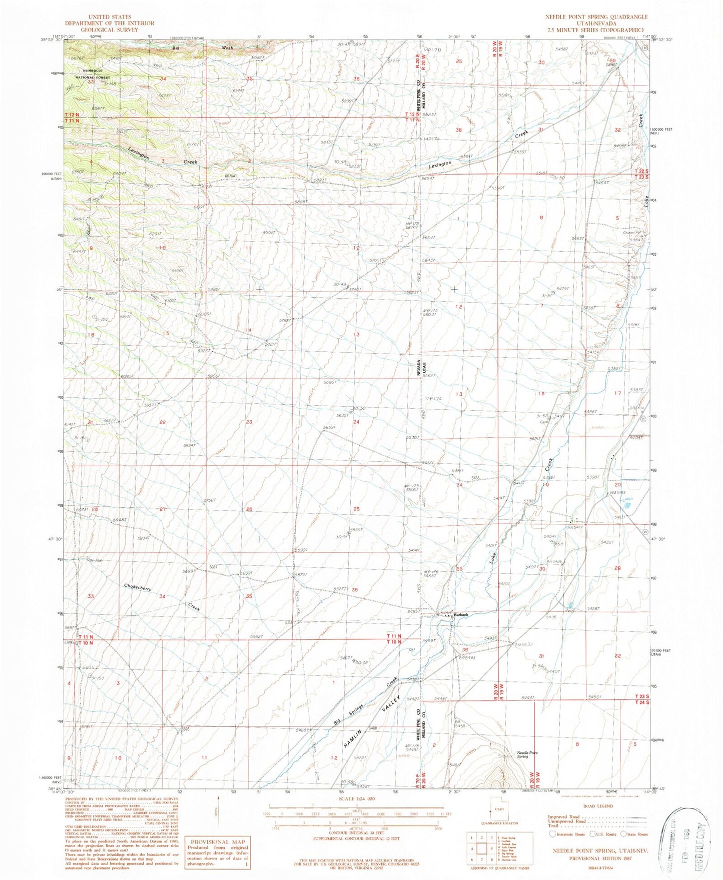 Classic USGS Needle Point Spring Utah 7.5'x7.5' Topo Map Image
