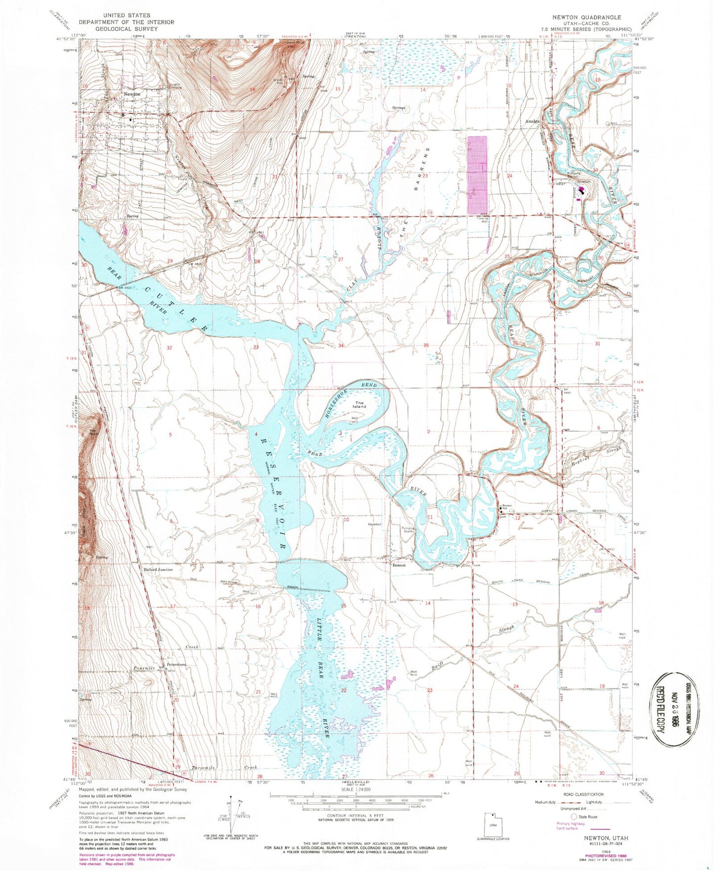 Classic USGS Newton Utah 7.5'x7.5' Topo Map Image