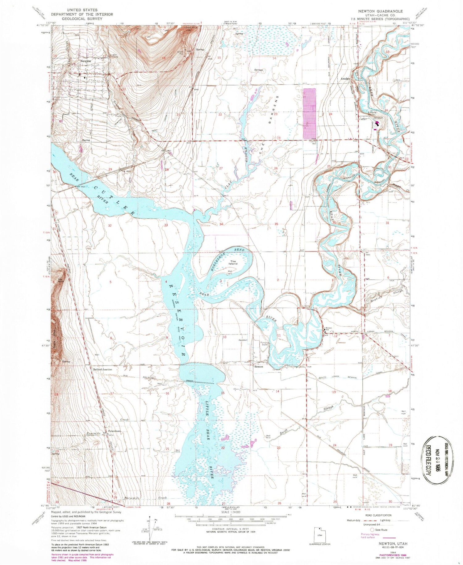 Classic USGS Newton Utah 7.5'x7.5' Topo Map Image