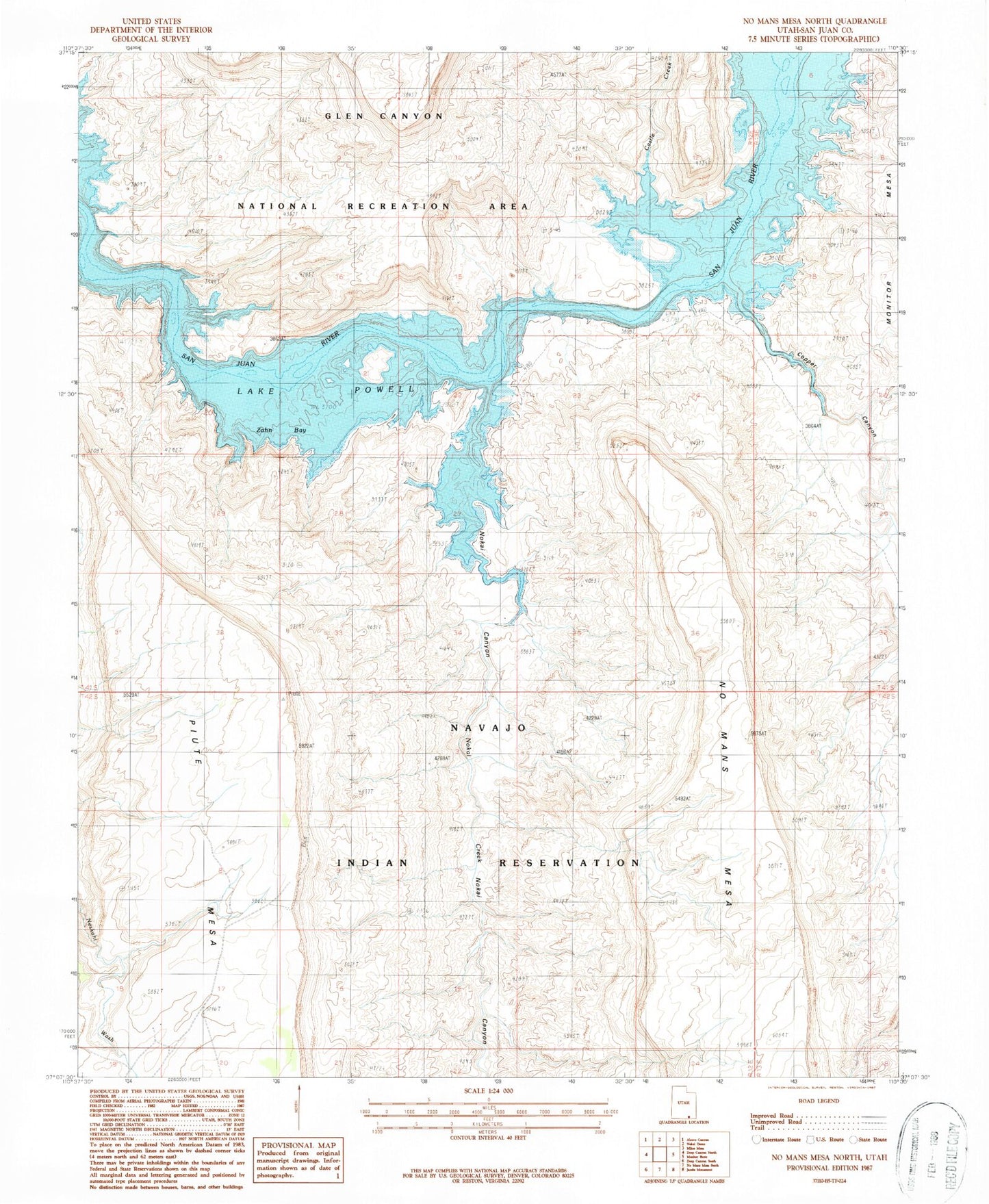Classic USGS No Mans Mesa North Utah 7.5'x7.5' Topo Map Image