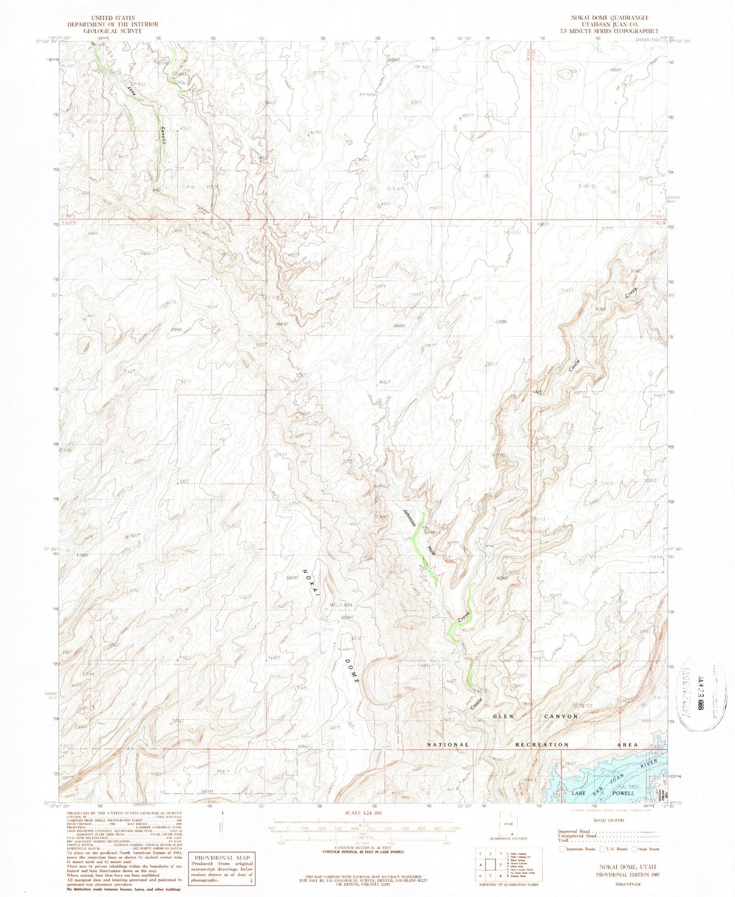 Classic USGS Nokai Dome Utah 7.5'x7.5' Topo Map Image