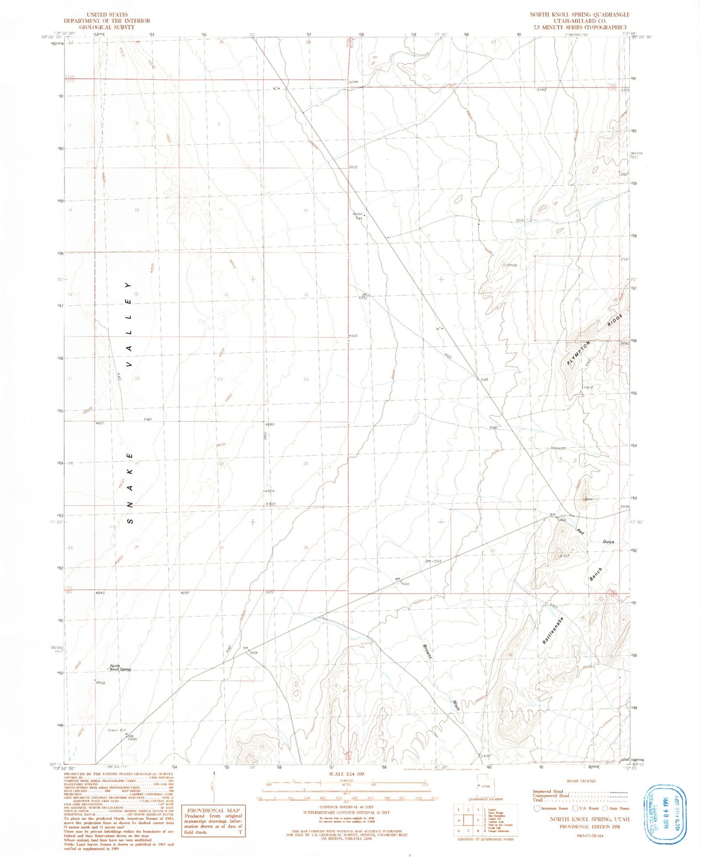 Classic USGS North Knoll Spring Utah 7.5'x7.5' Topo Map Image