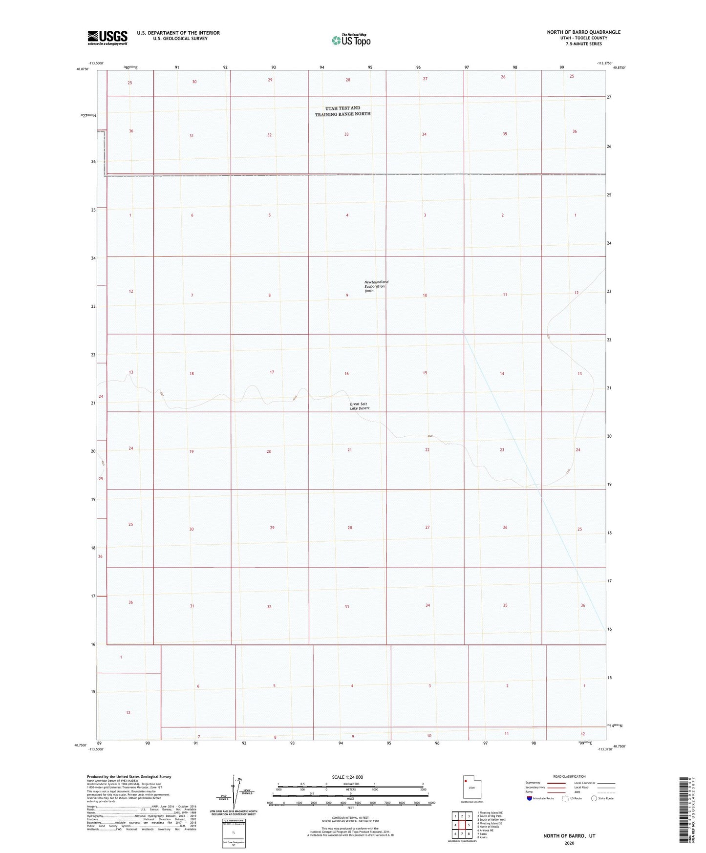 North of Barro Utah US Topo Map Image