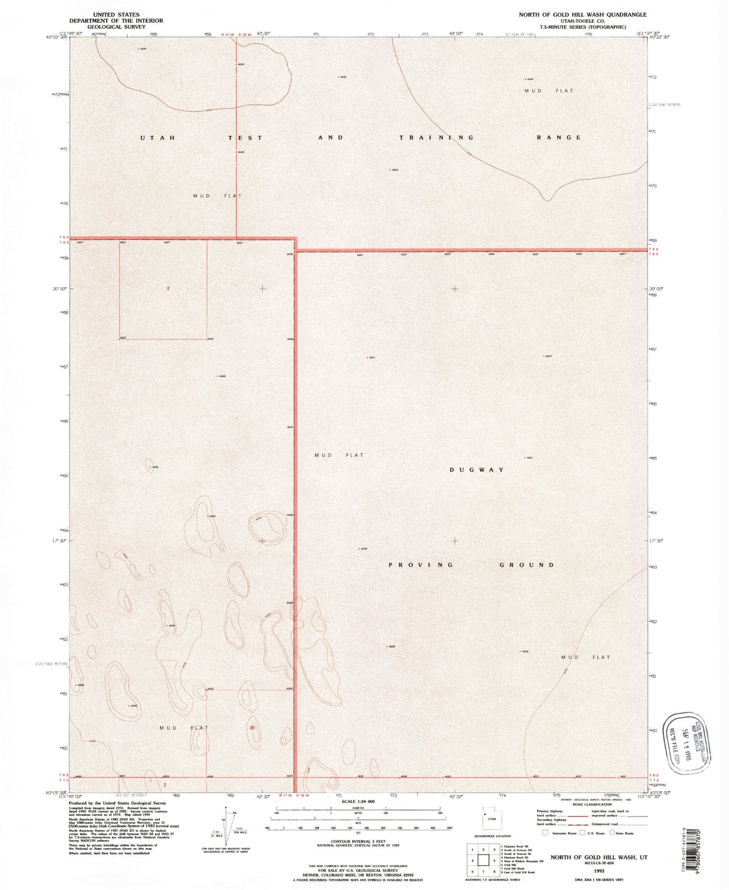 Classic USGS North of Gold Hill Wash Utah 7.5'x7.5' Topo Map Image