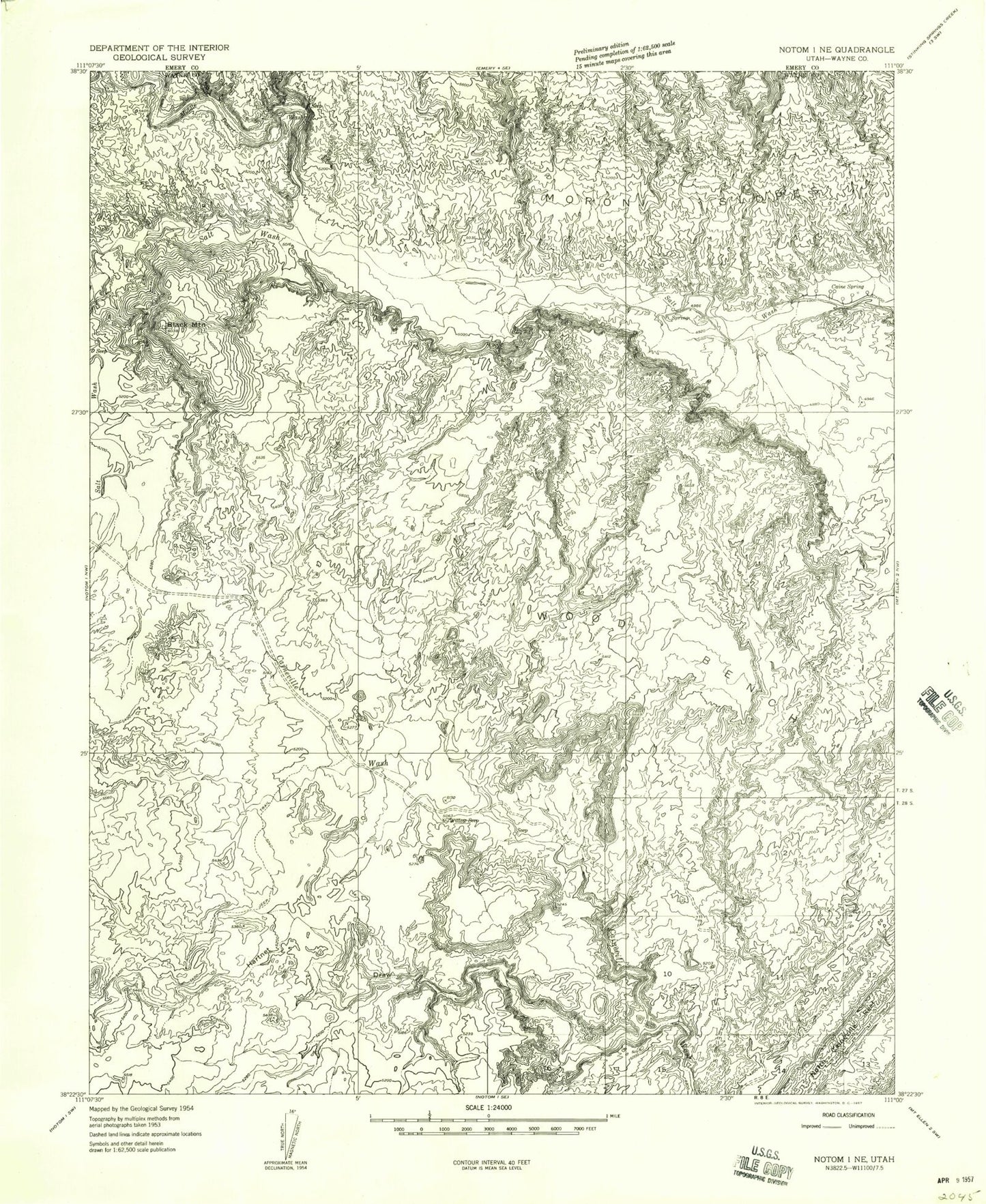 Classic USGS Caine Springs Utah 7.5'x7.5' Topo Map Image