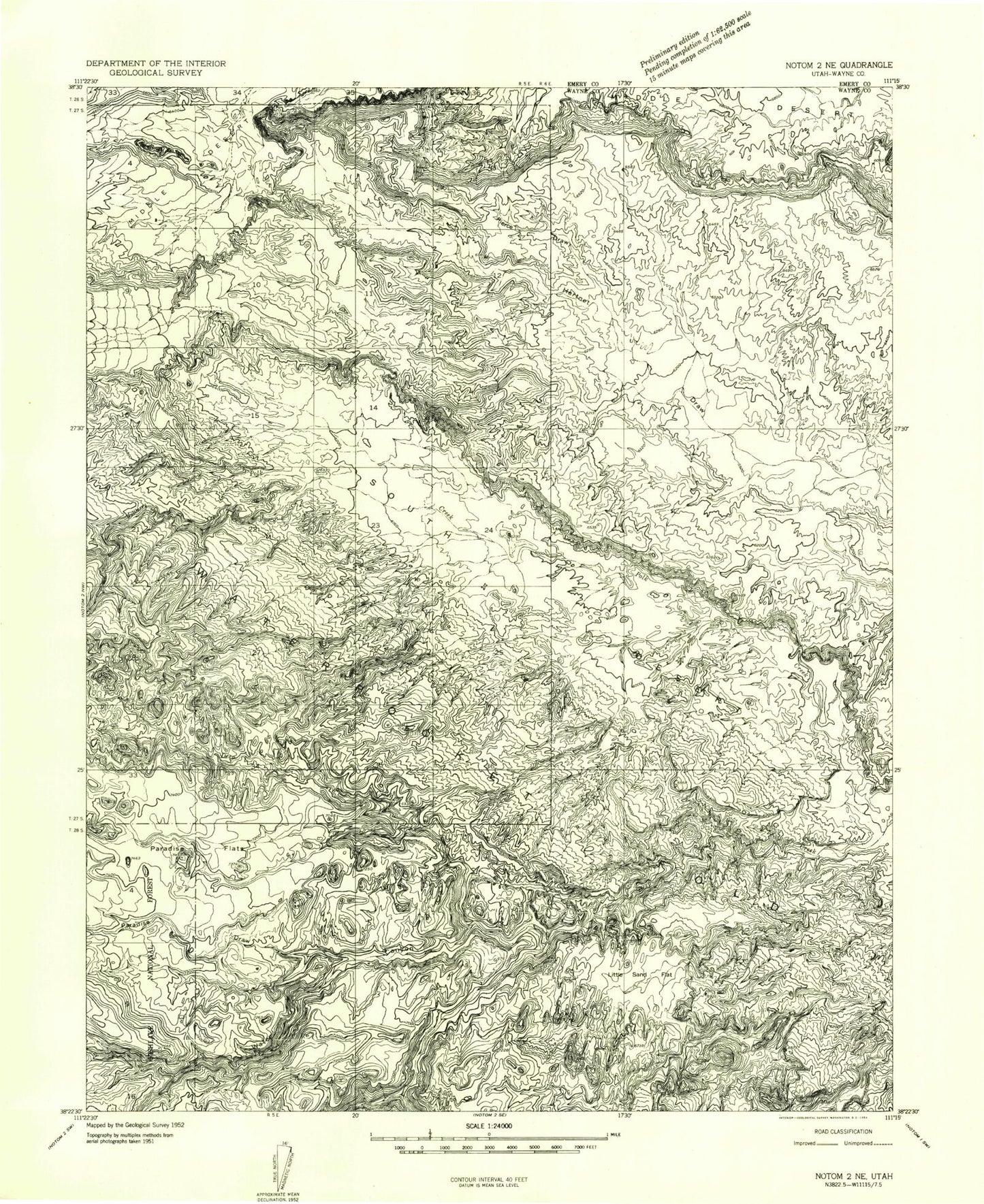 Classic USGS Cathedral Mountain Utah 7.5'x7.5' Topo Map Image
