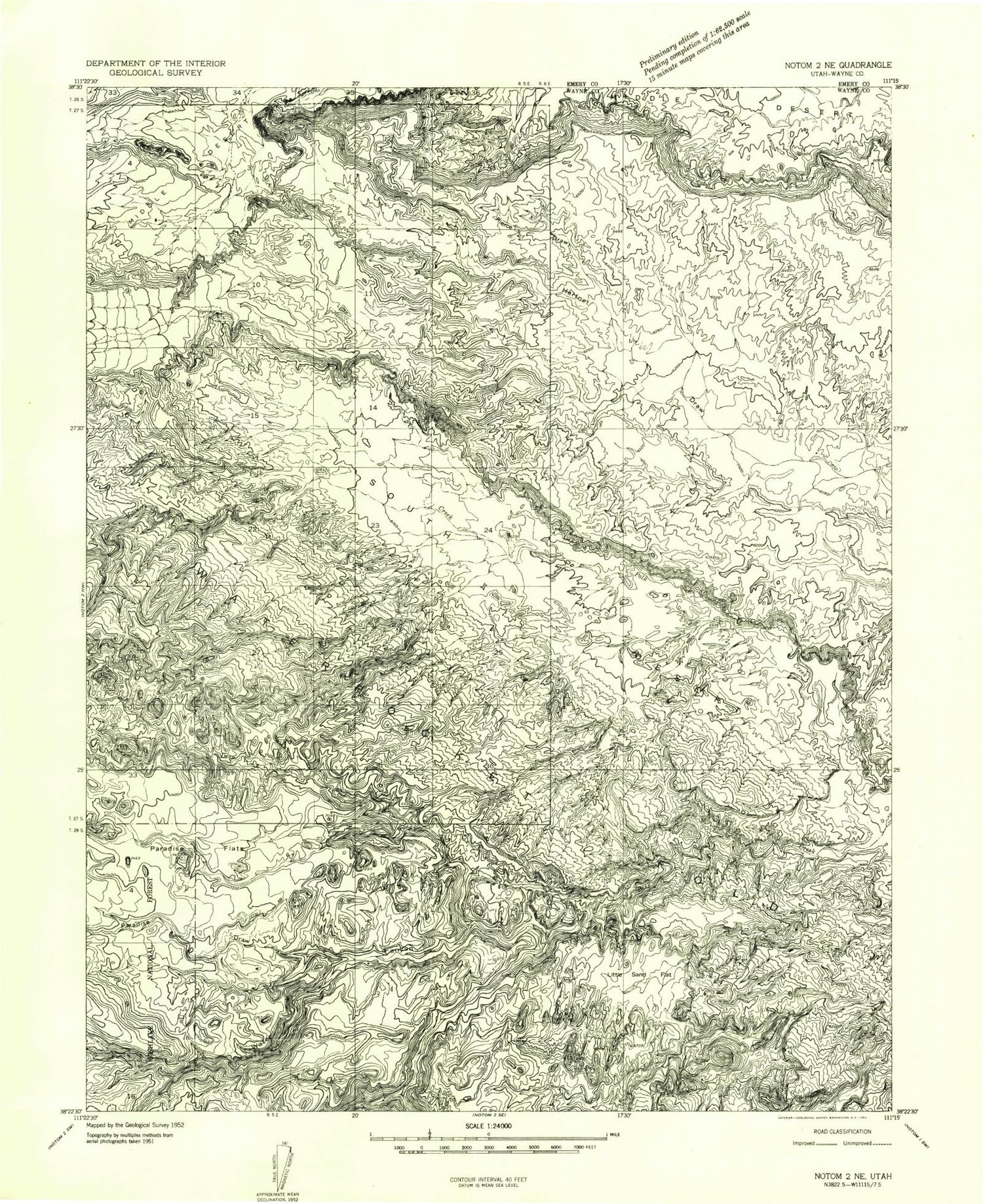 Classic USGS Cathedral Mountain Utah 7.5'x7.5' Topo Map Image