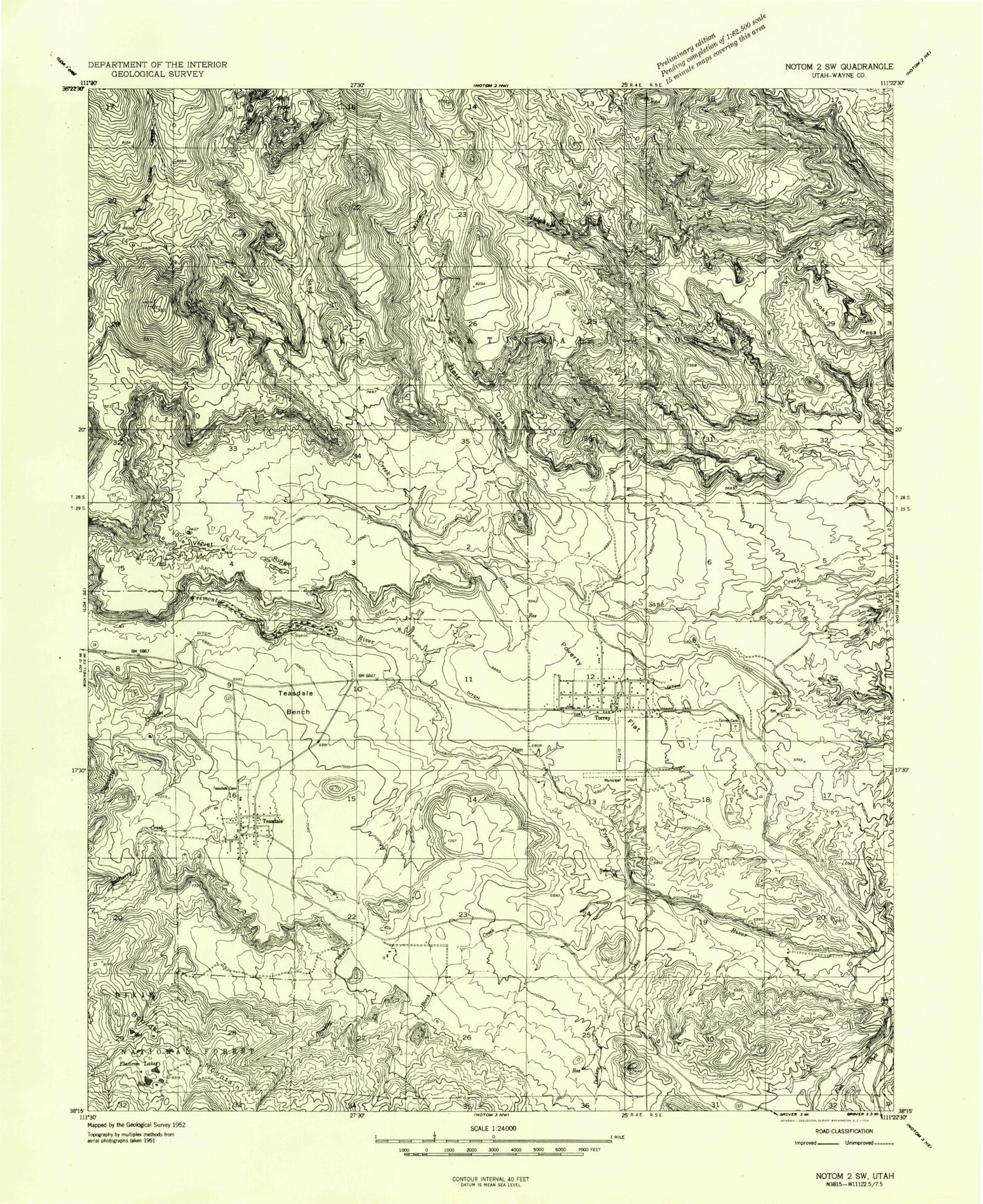 Classic USGS Torrey Utah 7.5'x7.5' Topo Map Image