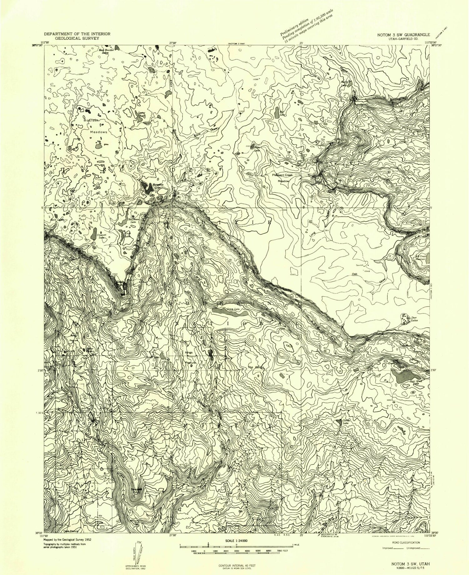 Classic USGS Deer Creek Lake Utah 7.5'x7.5' Topo Map Image