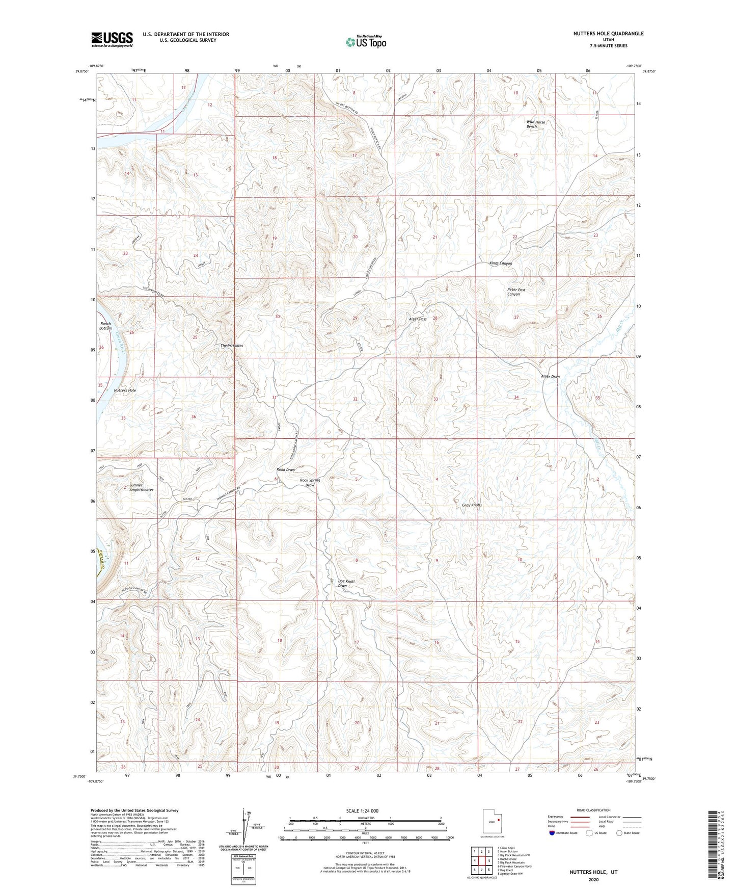 Nutters Hole Utah US Topo Map Image
