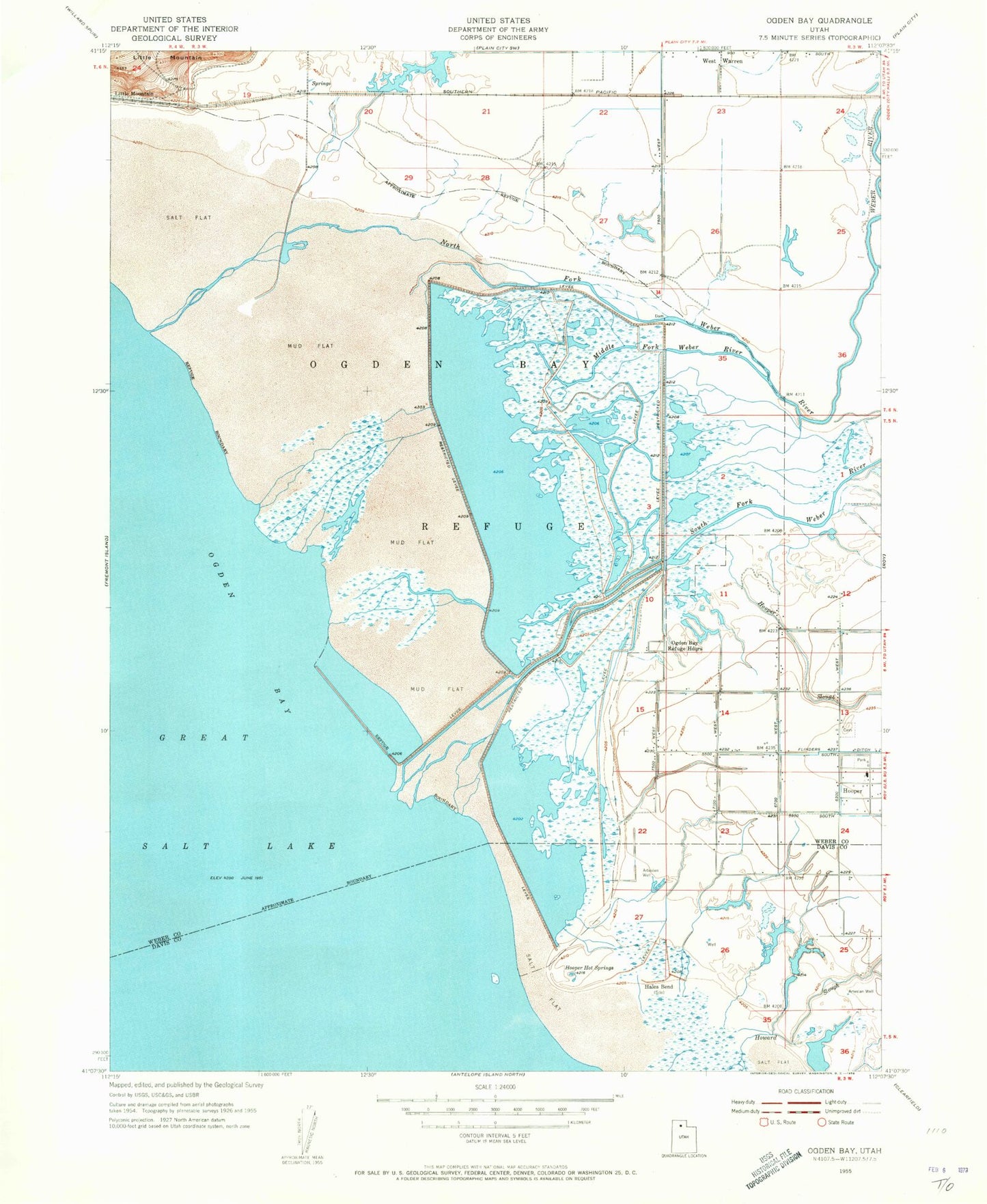 Classic USGS Ogden Bay Utah 7.5'x7.5' Topo Map Image