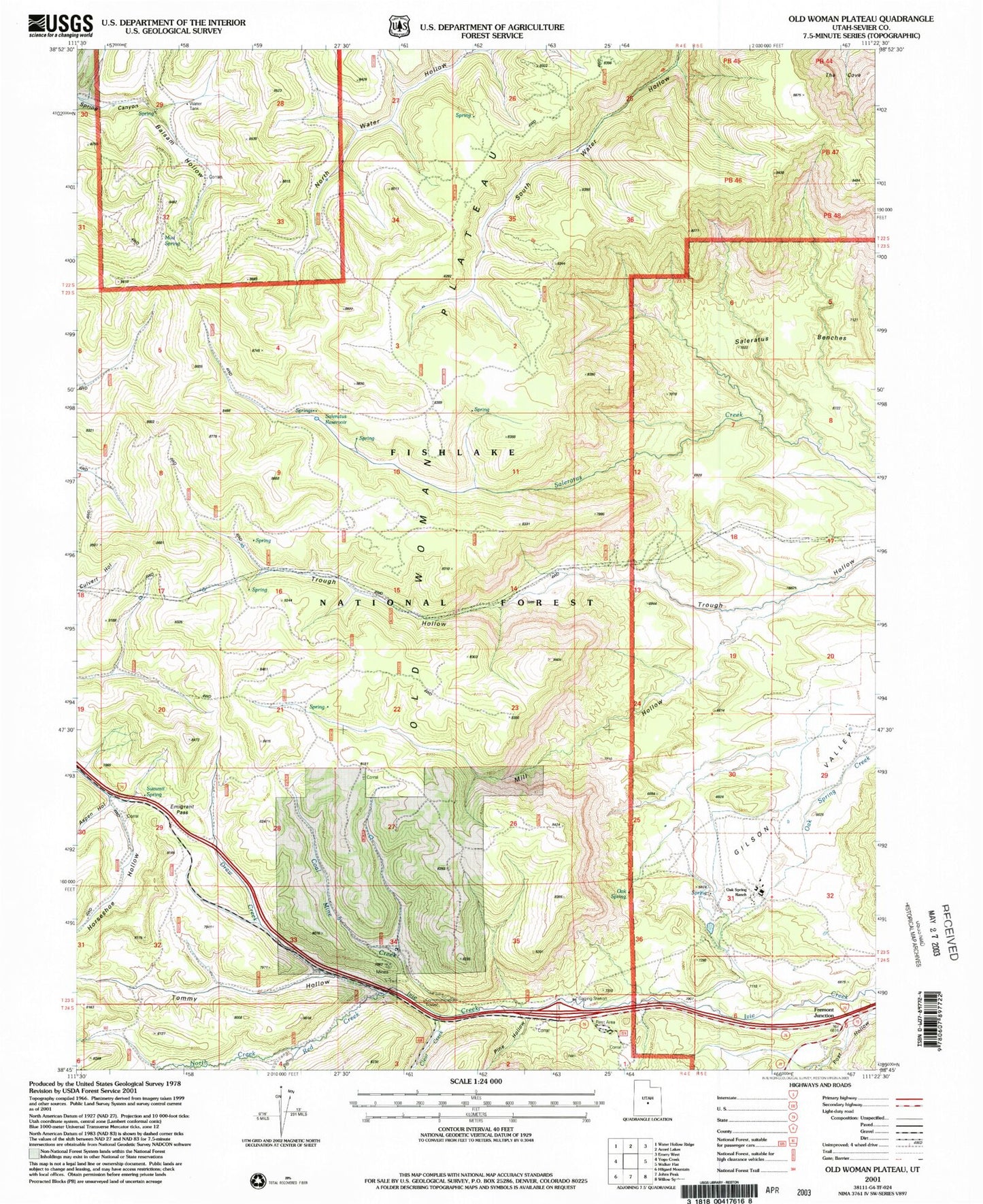 Classic USGS Old Woman Plateau Utah 7.5'x7.5' Topo Map Image