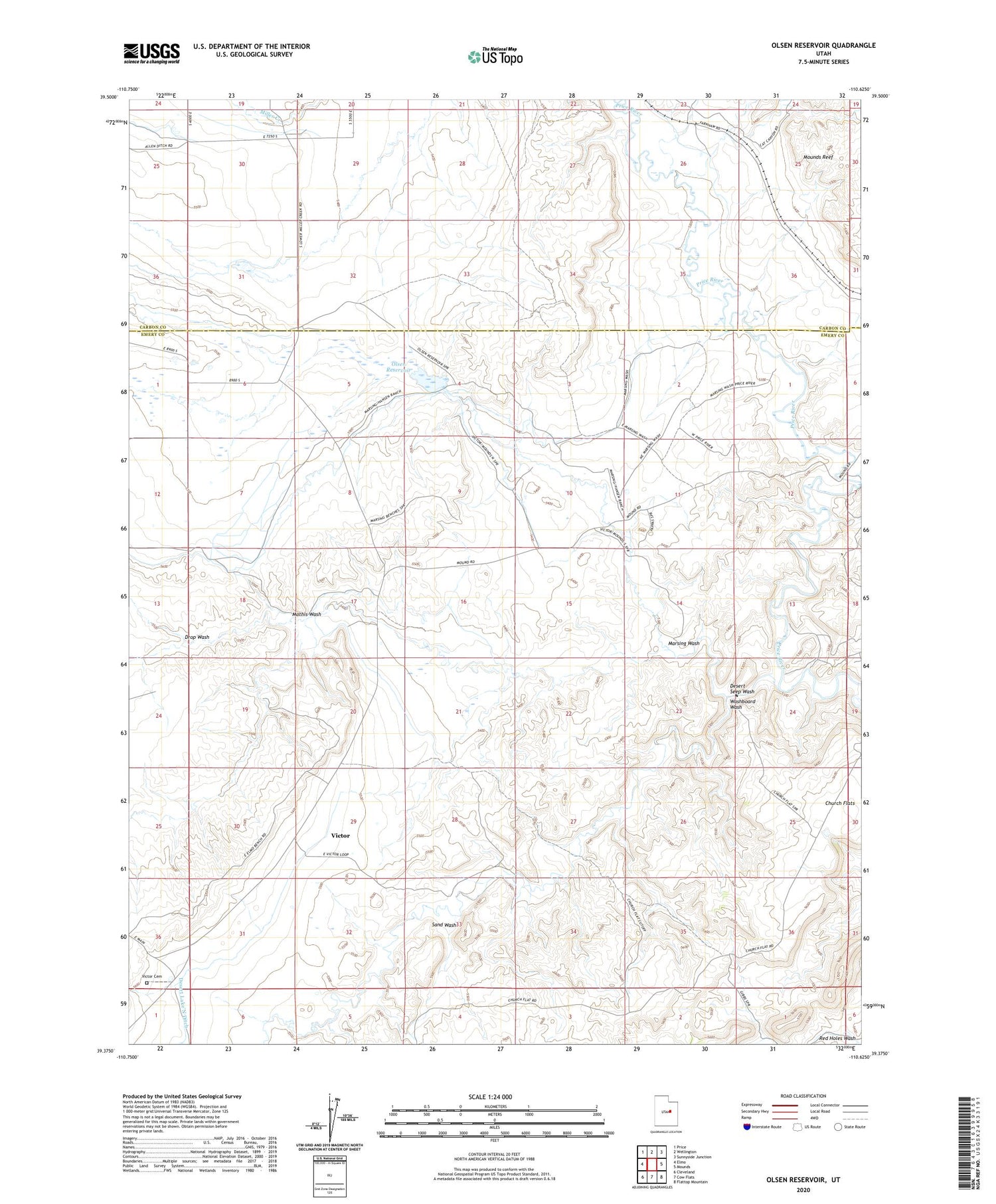 Olsen Reservoir Utah US Topo Map Image